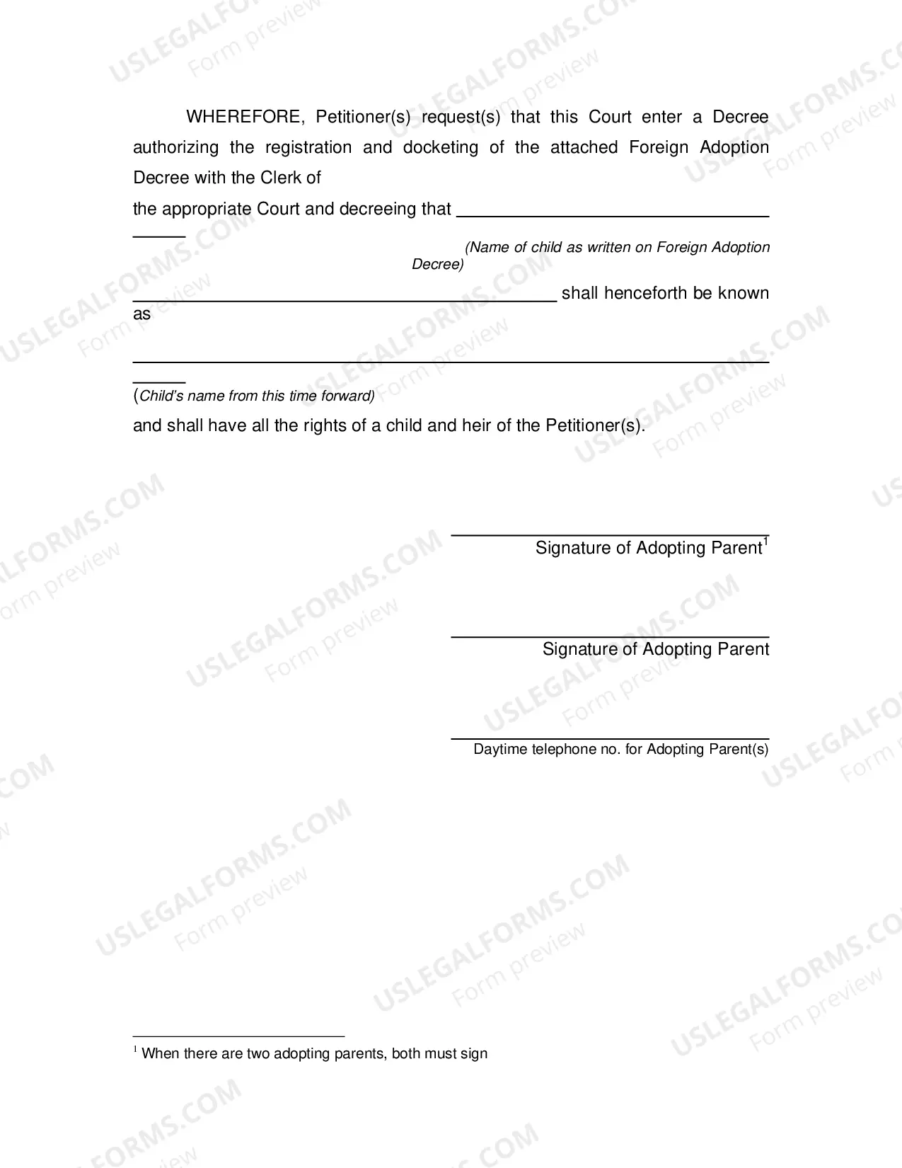 Preview Petition to Register Foreign Adoption Decree