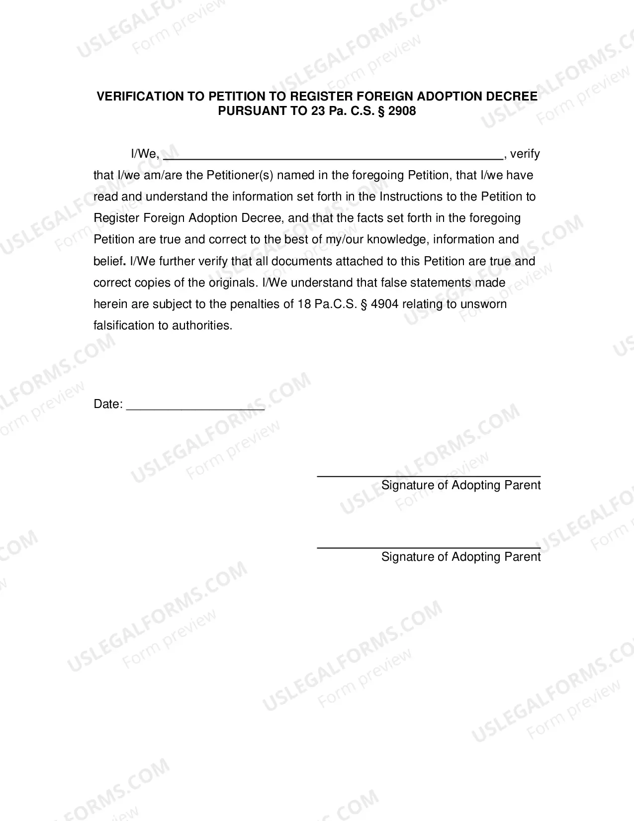 Preview Petition to Register Foreign Adoption Decree