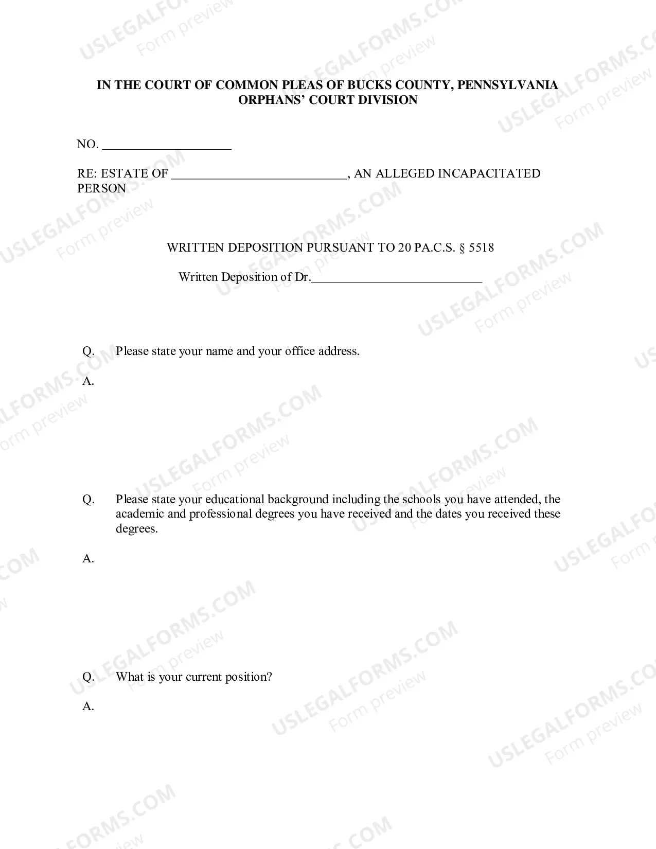 Preview Written Deposition