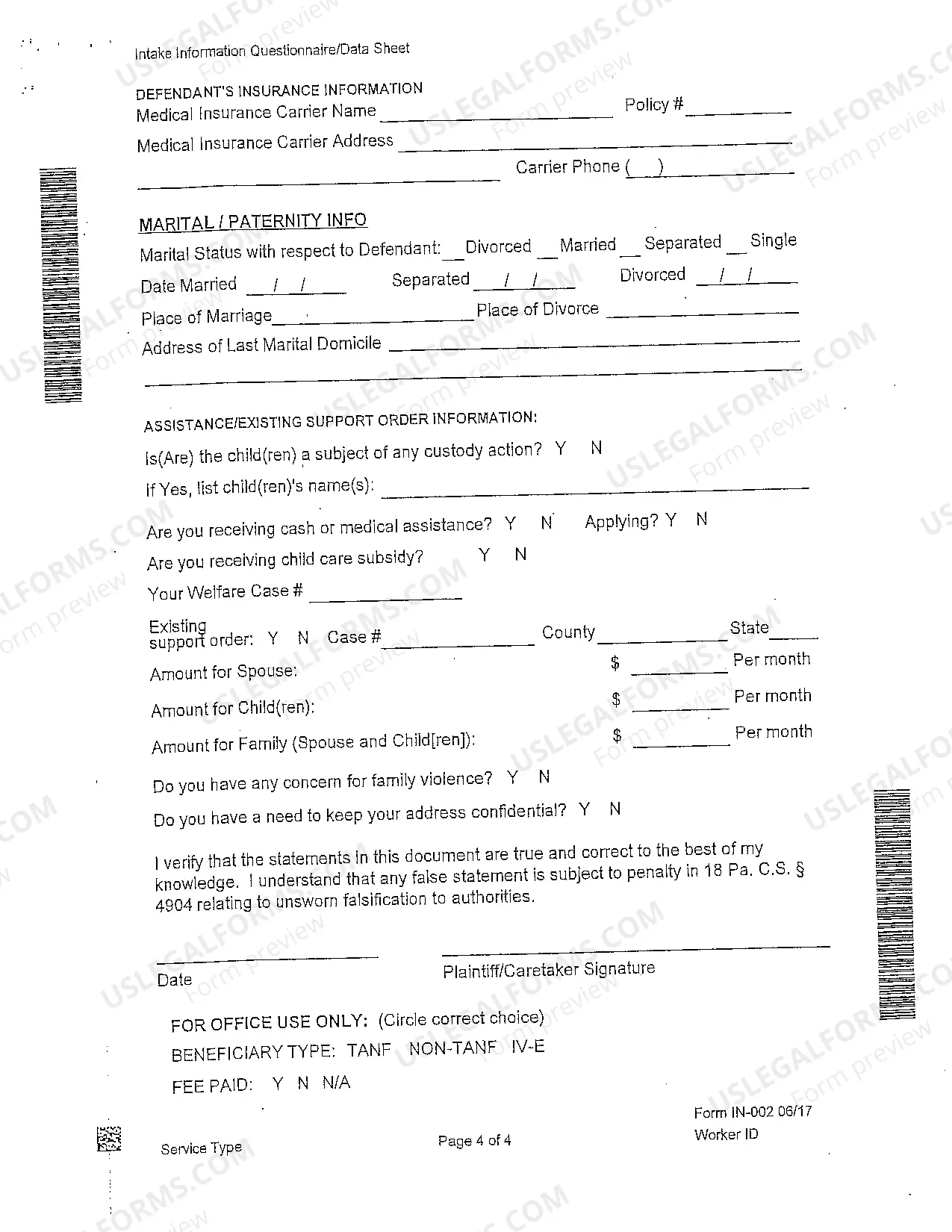Preview Complaint for Support Packet