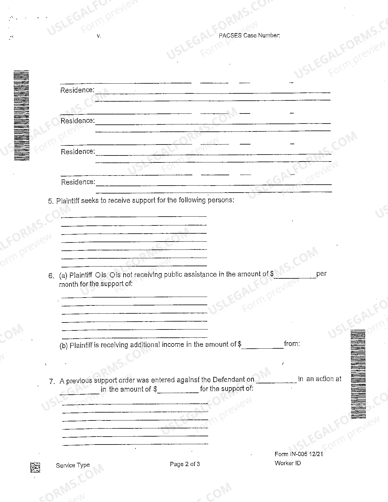 Preview Complaint for Support Packet