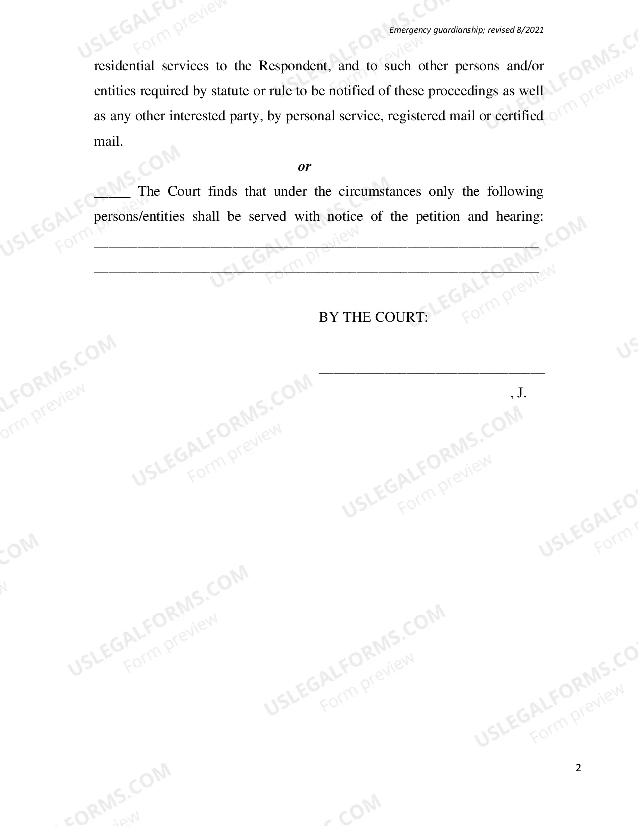 Preview Preliminary Decree for Emergency Guardianship