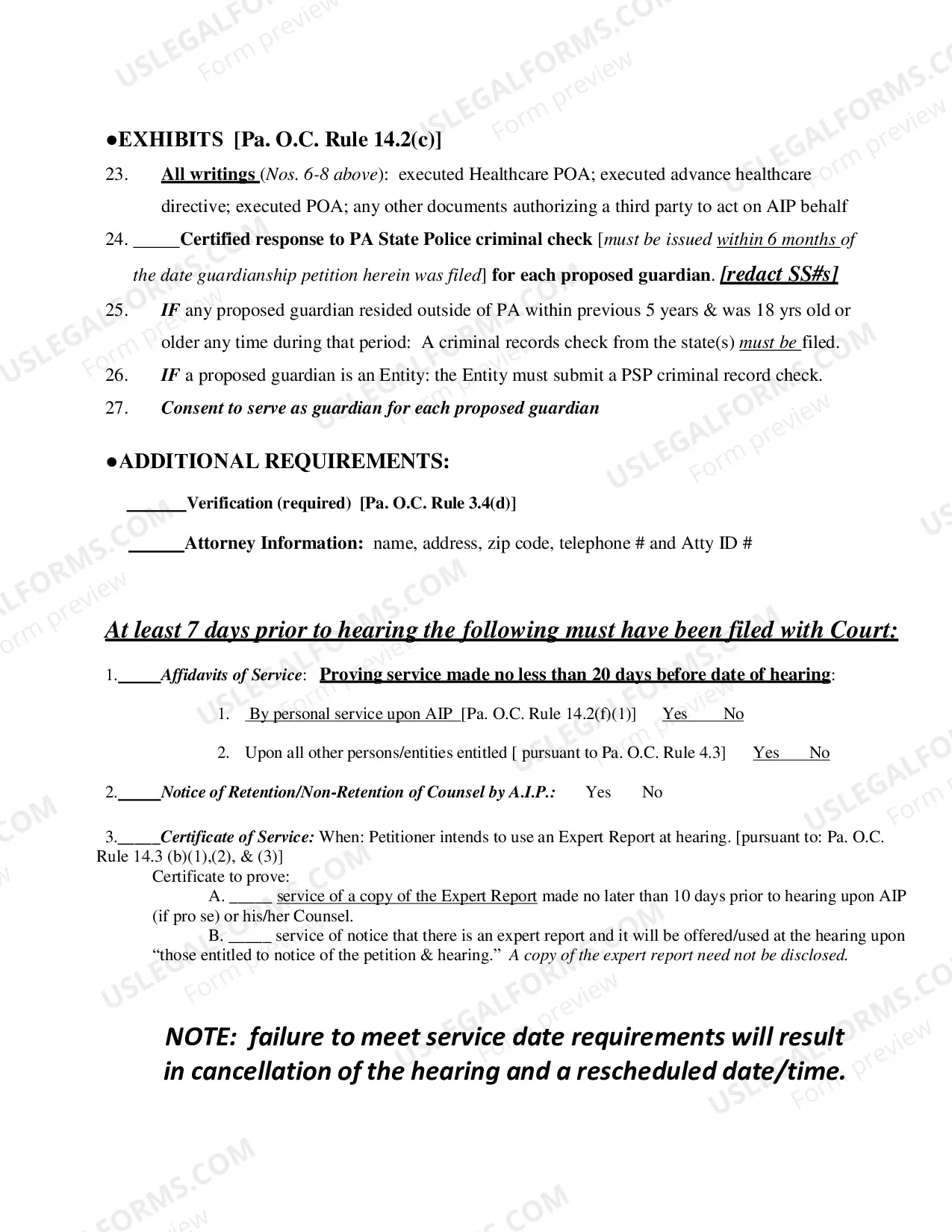 Preview Guardianship Checklist