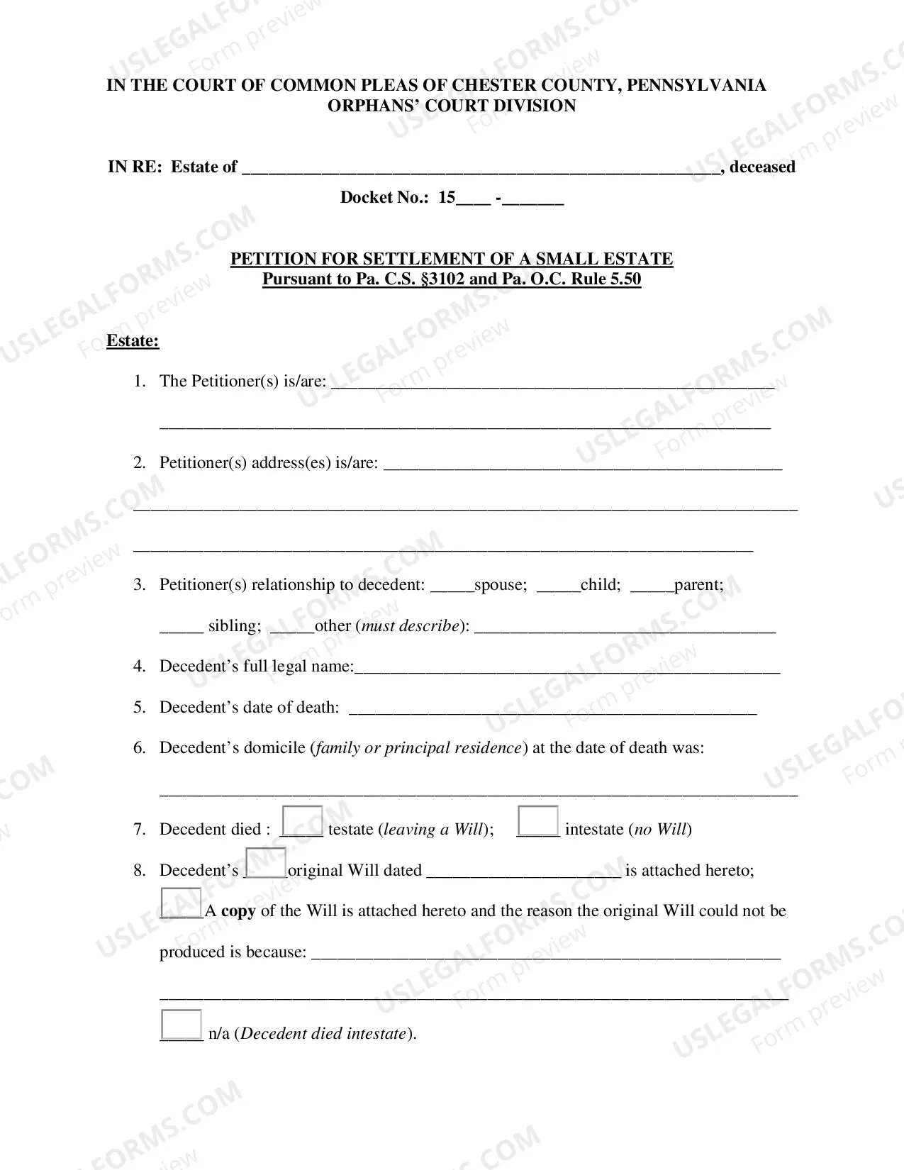 Preview Small Estate Petition and Decree