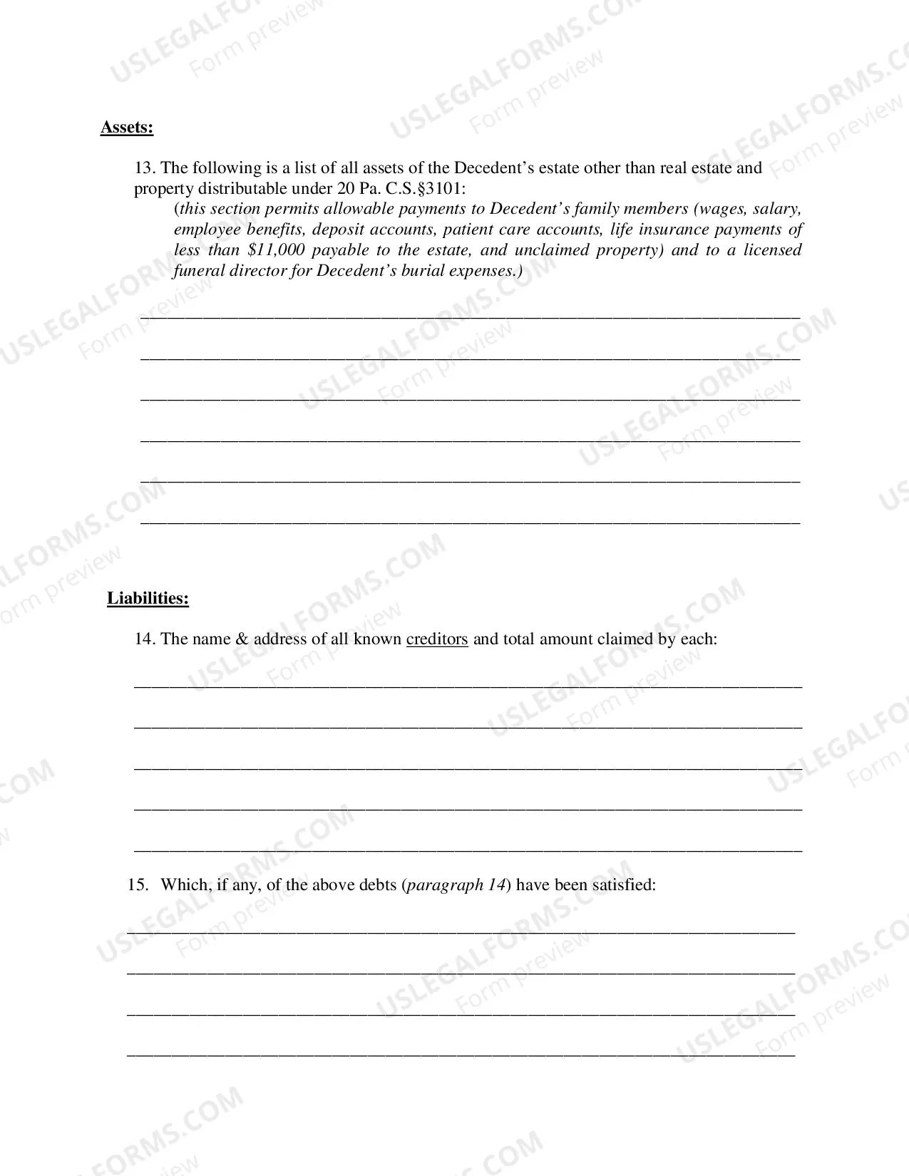 Preview Small Estate Petition and Decree