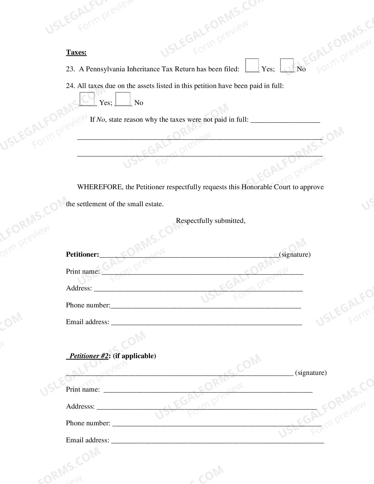 Preview Small Estate Petition and Decree