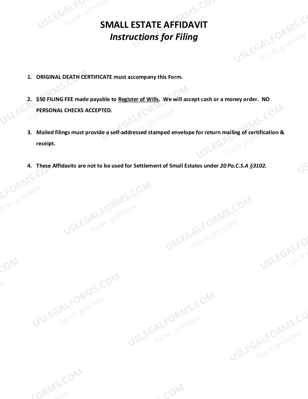 Preview Small Estate Affidavit