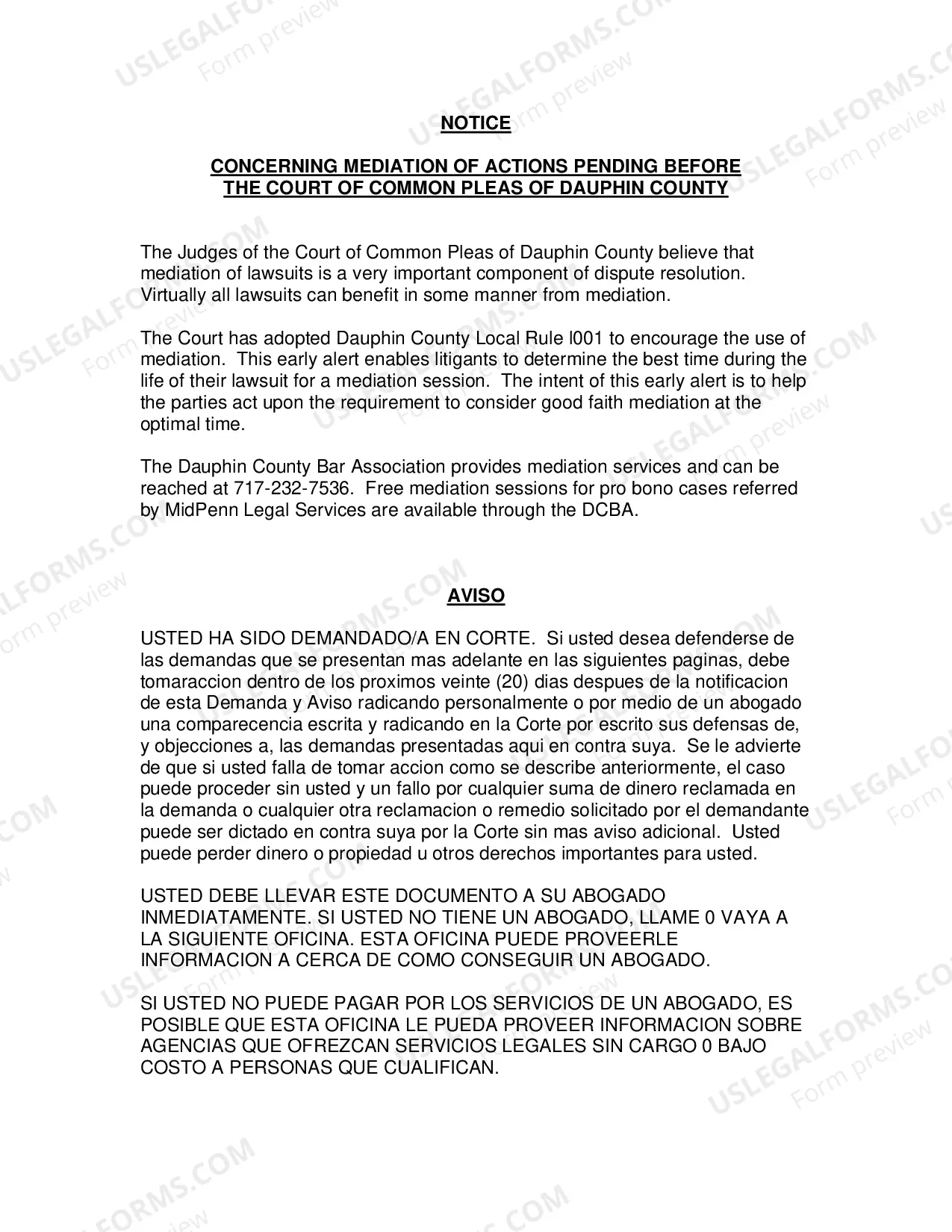 Preview Notice (To Defend)
