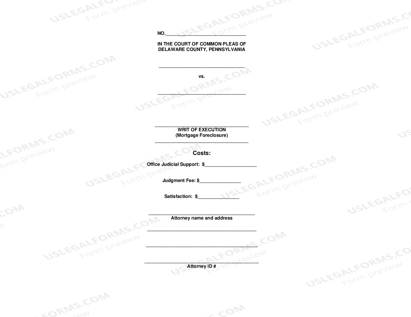 Preview Writ of Execution - Mortgage Foreclosure