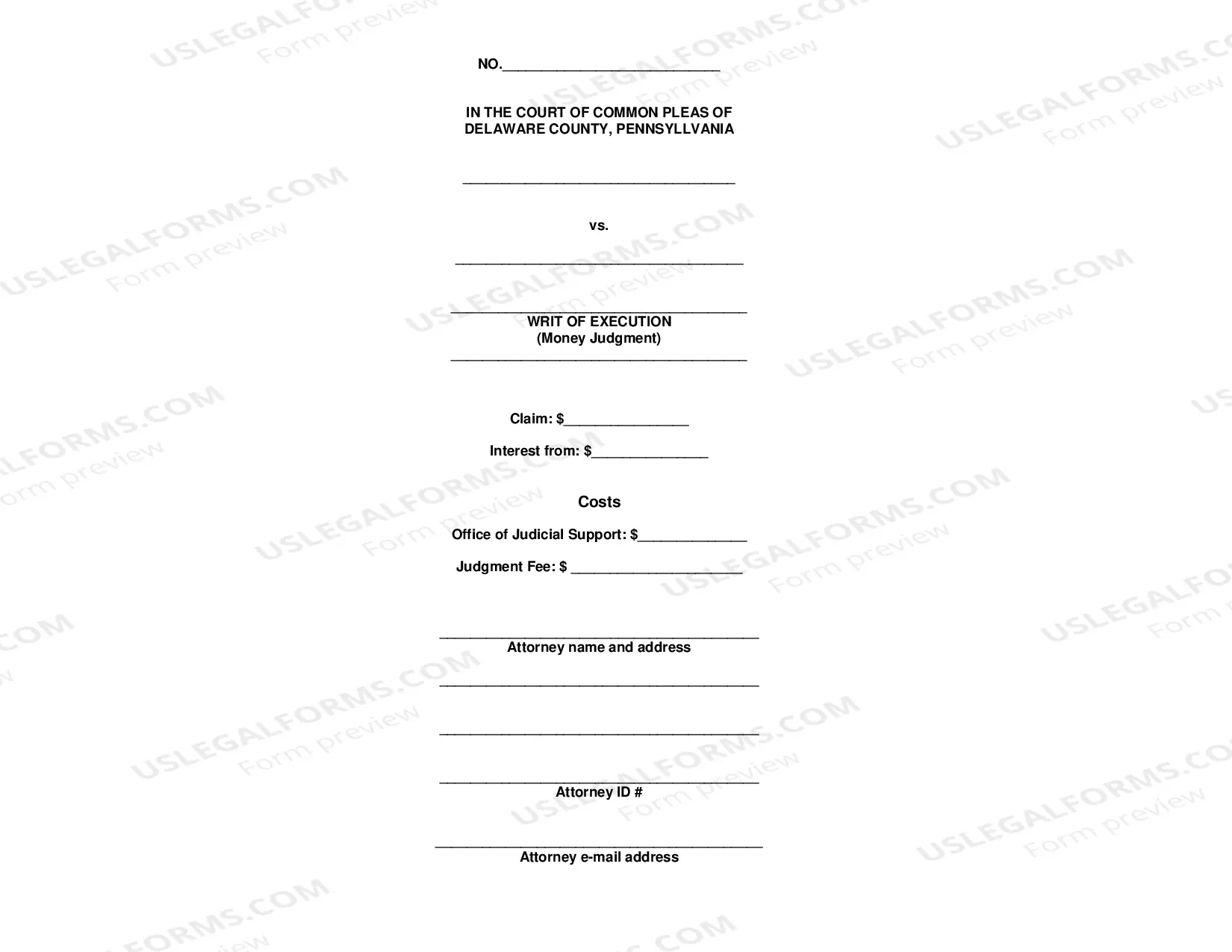 Preview Writ of Execution (Money Judgment)
