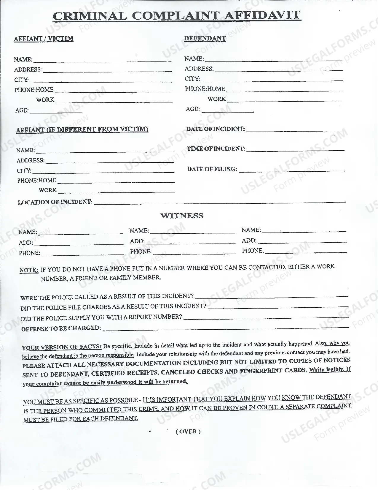 Preview Private Criminal Complaint