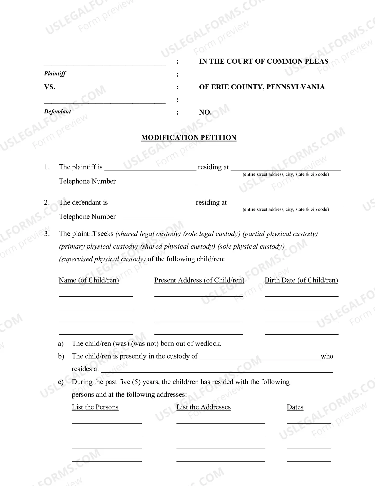 Preview Modification Petition