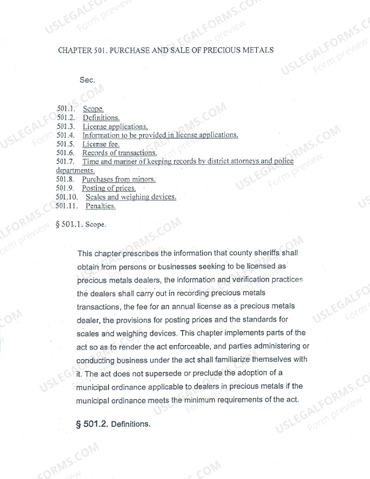Preview Precious Metals License Application