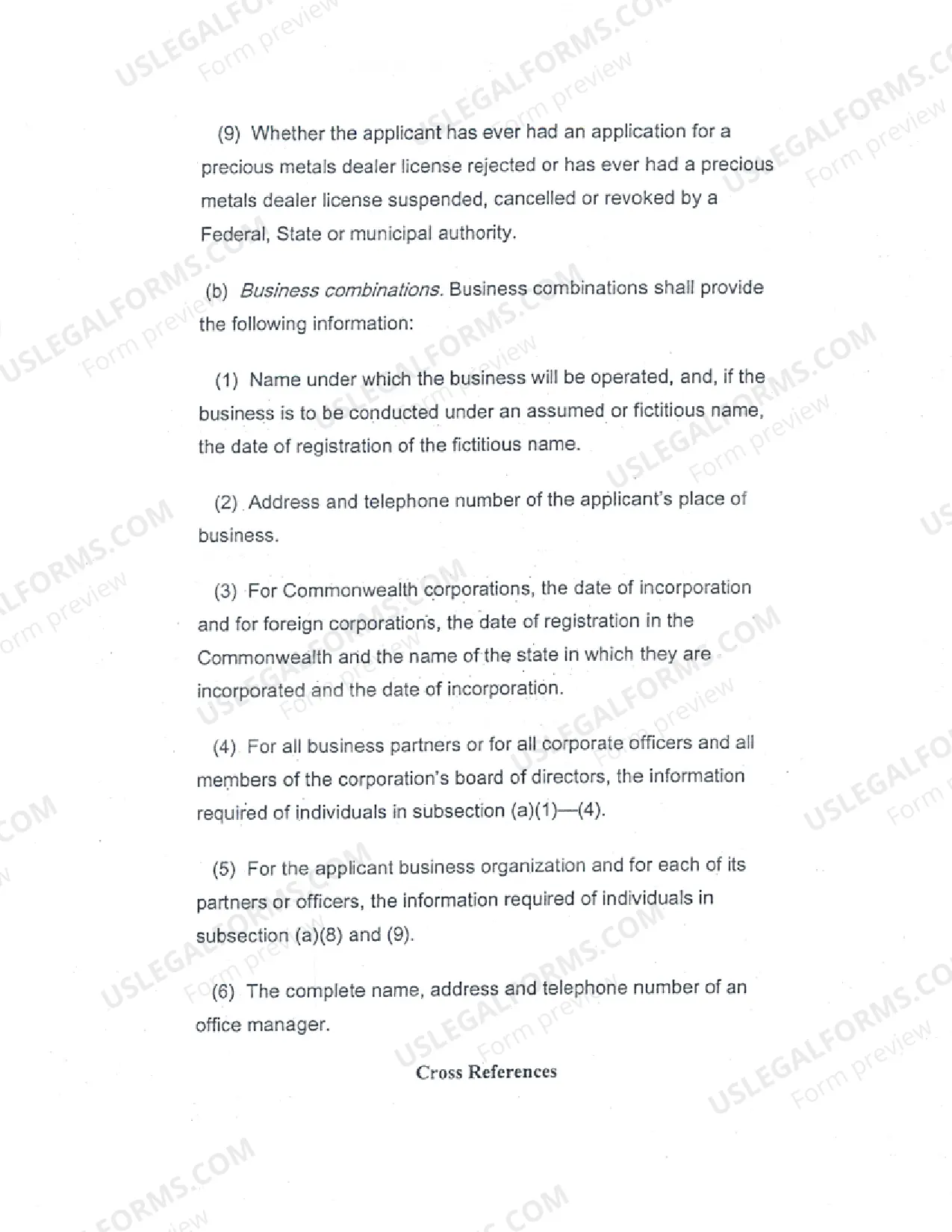 Preview Precious Metals License Application