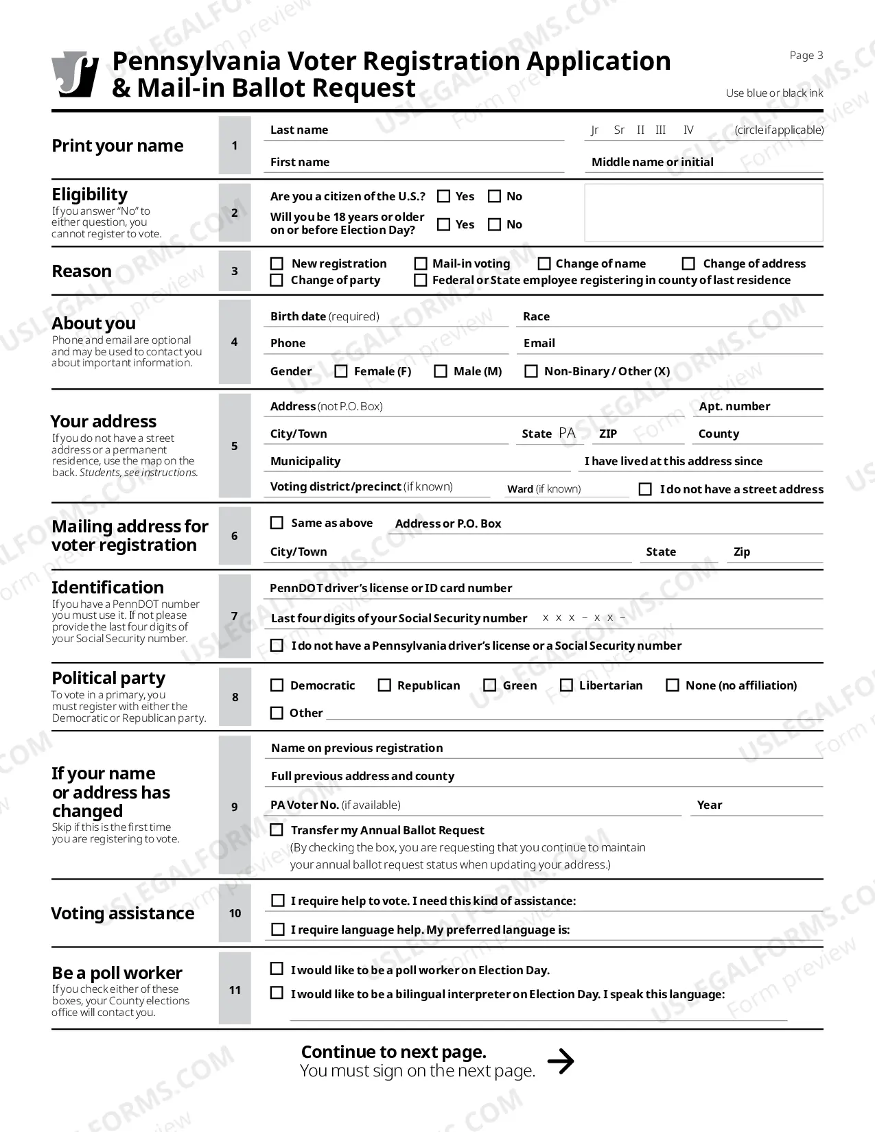 Preview Voter Registration Forms