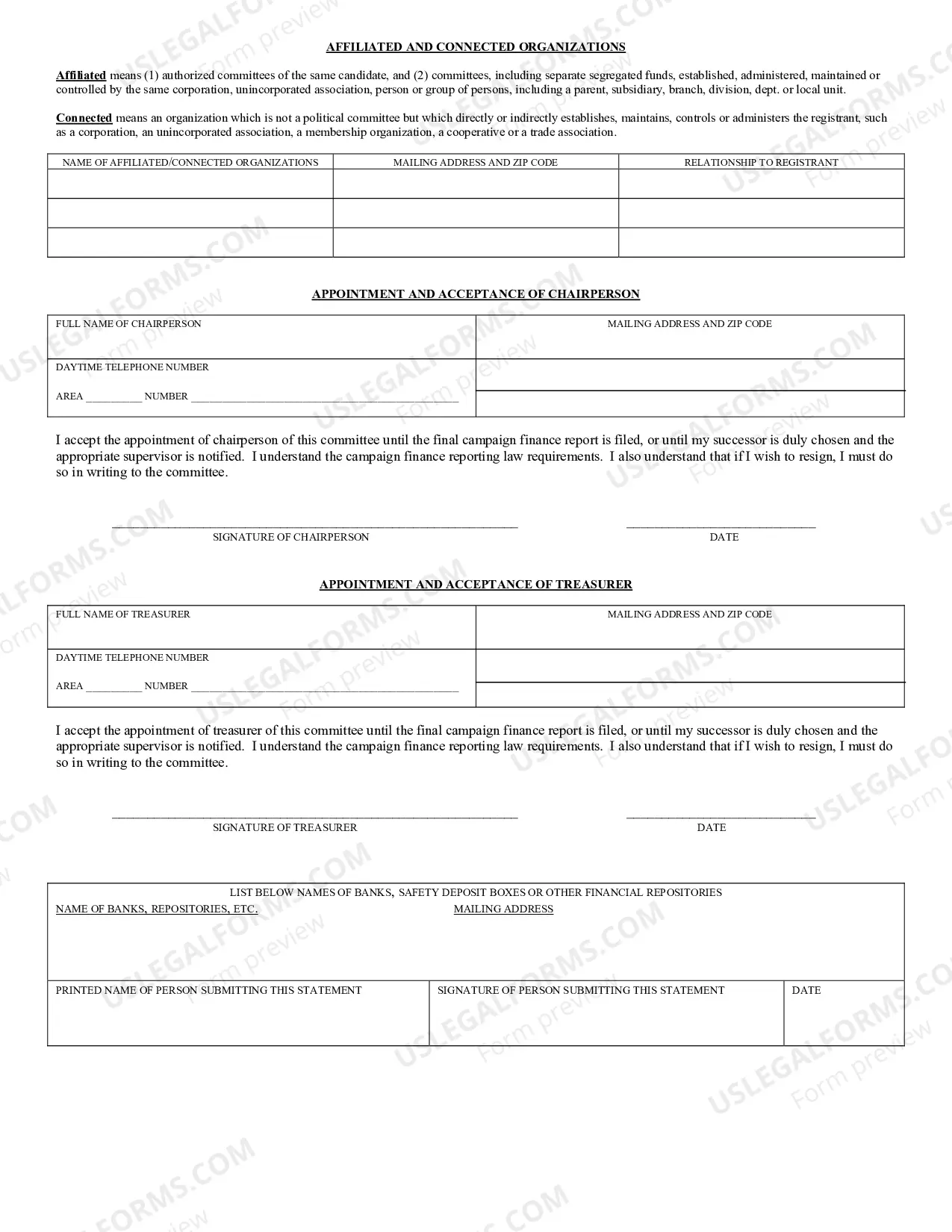 Preview Political Committee Registration Statement