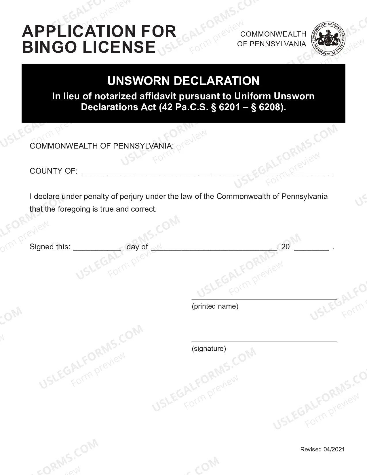 Preview Bingo License Application