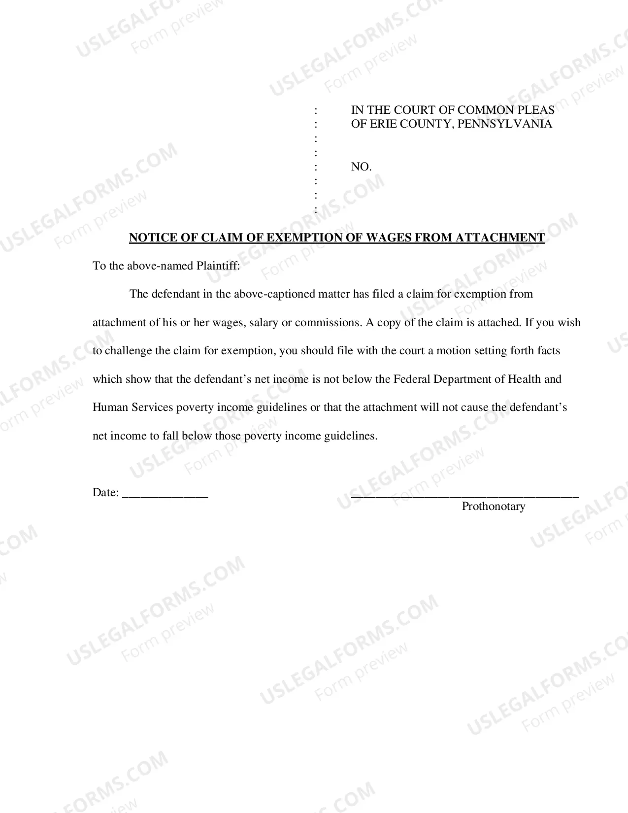 Preview Claim for Exemption from Wage Attachment