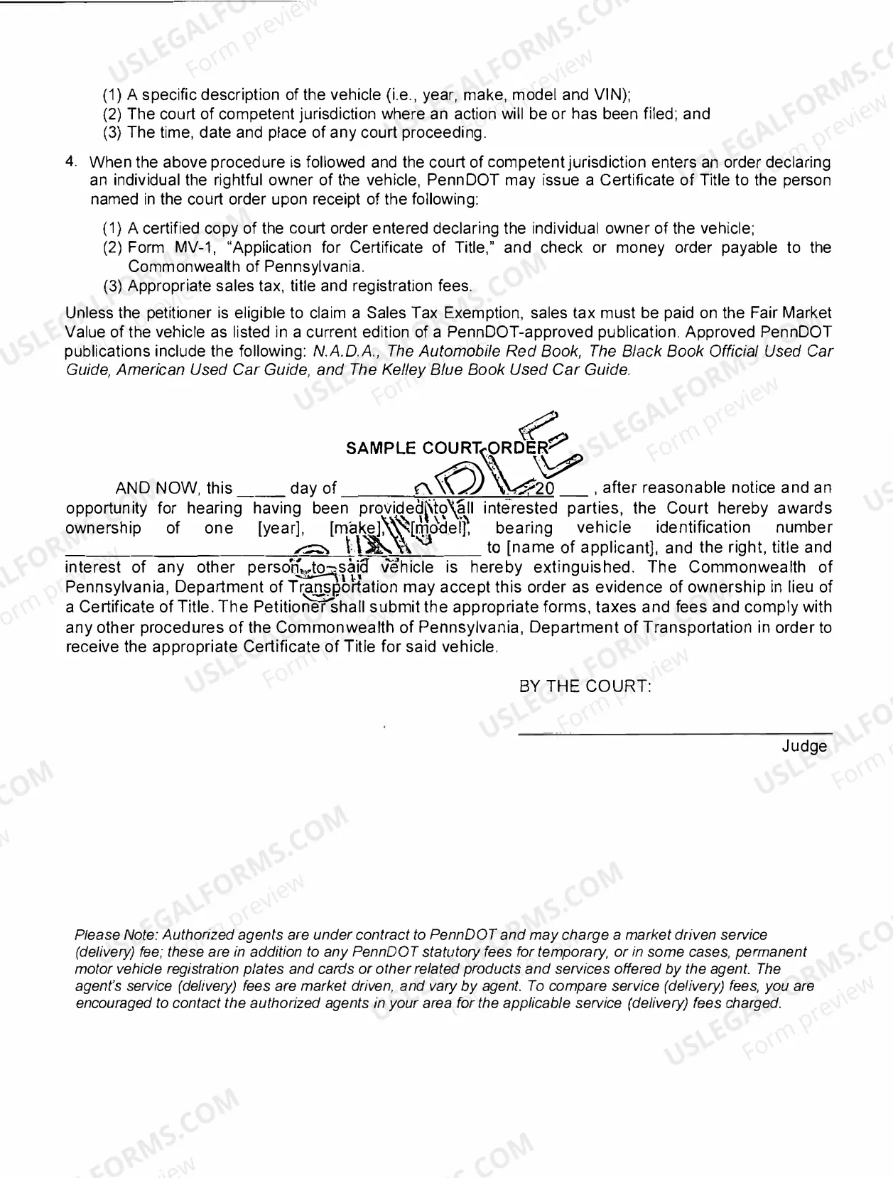 Preview Motion for Transfer of Vehicle Ownership
