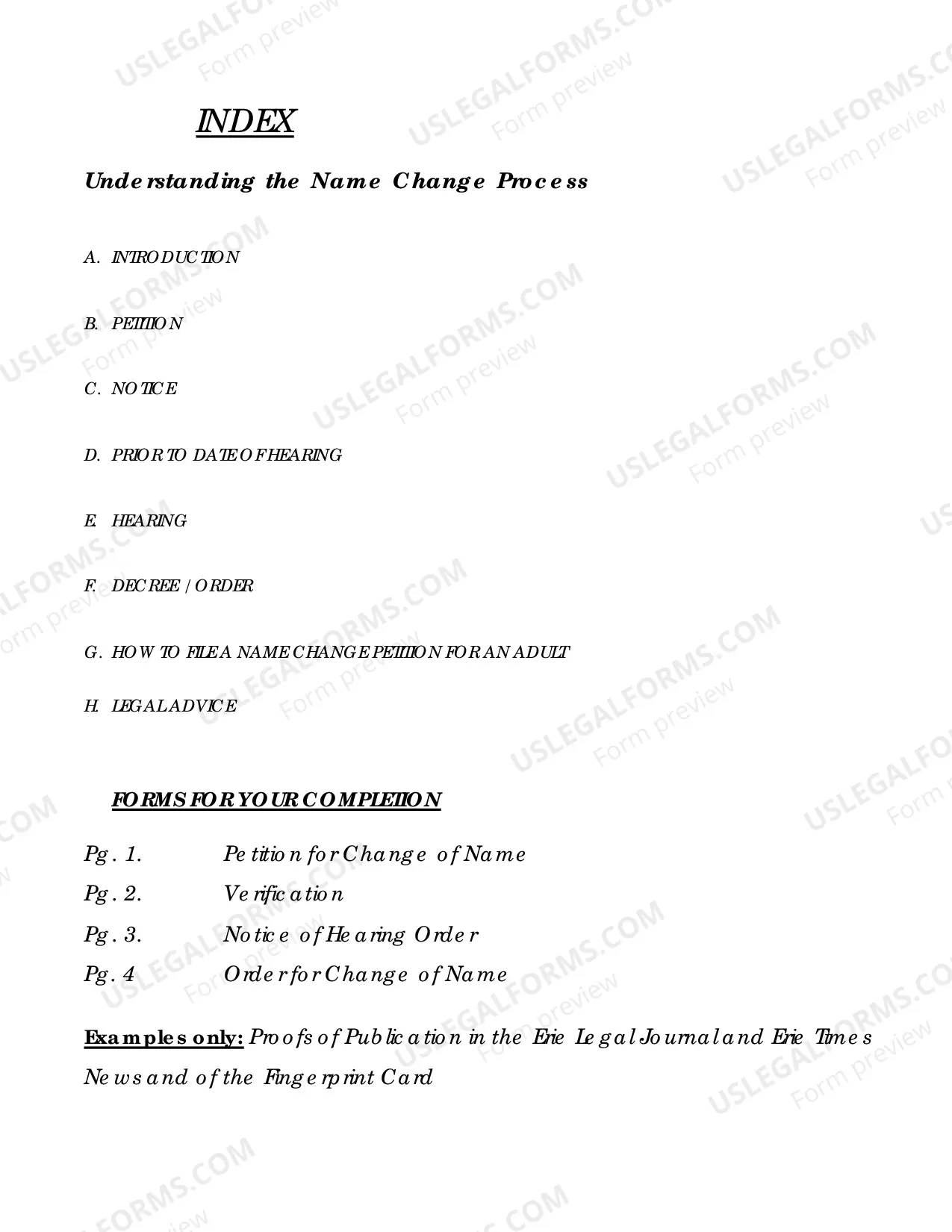Preview NAME CHANGE PROCEDURE