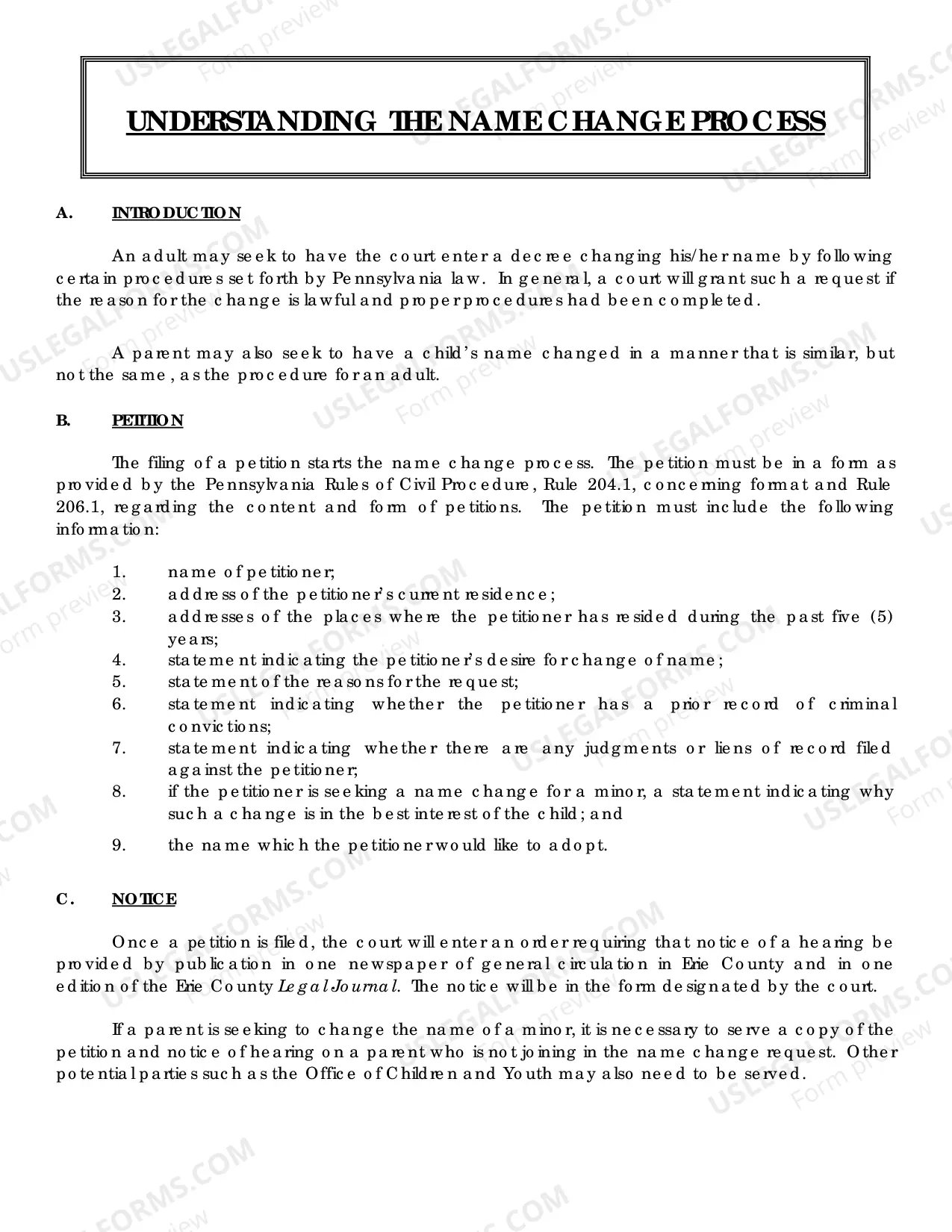 Preview NAME CHANGE PROCEDURE