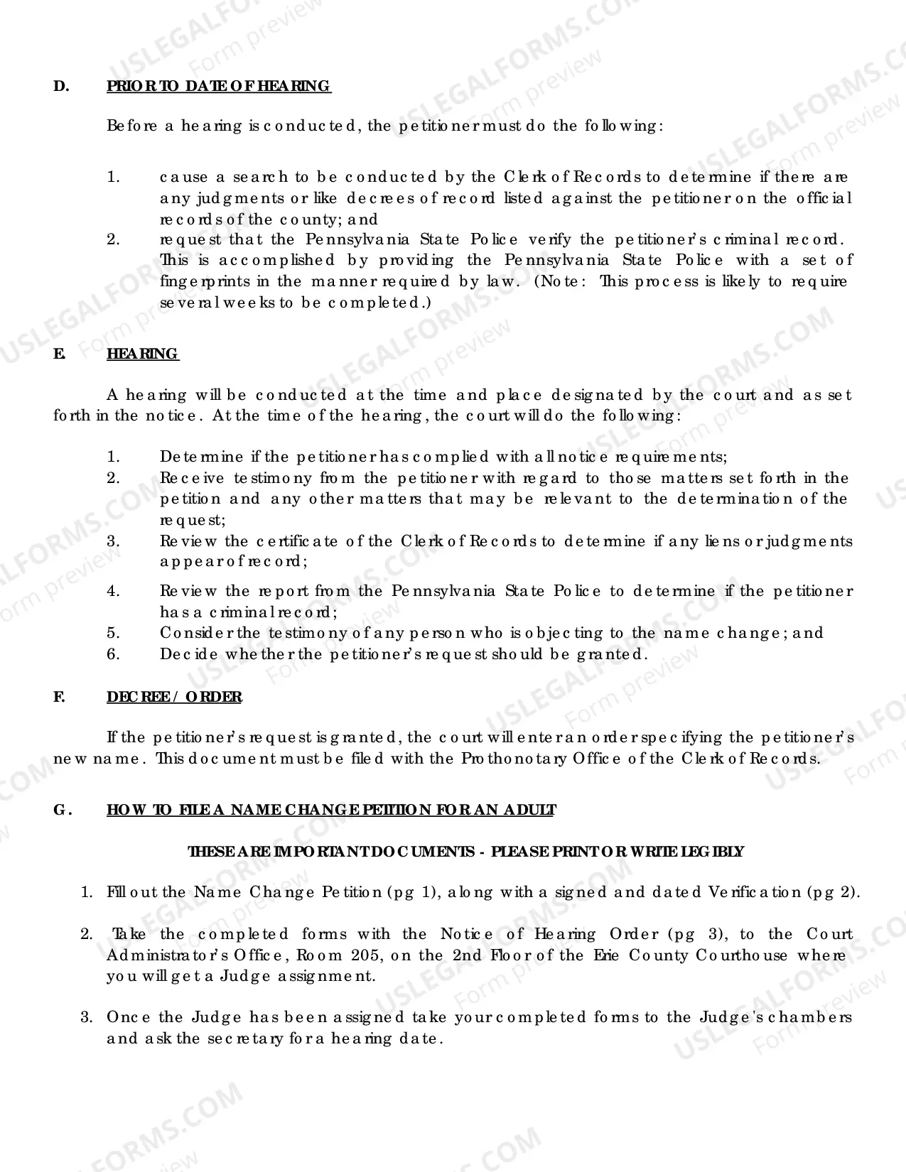 Preview NAME CHANGE PROCEDURE