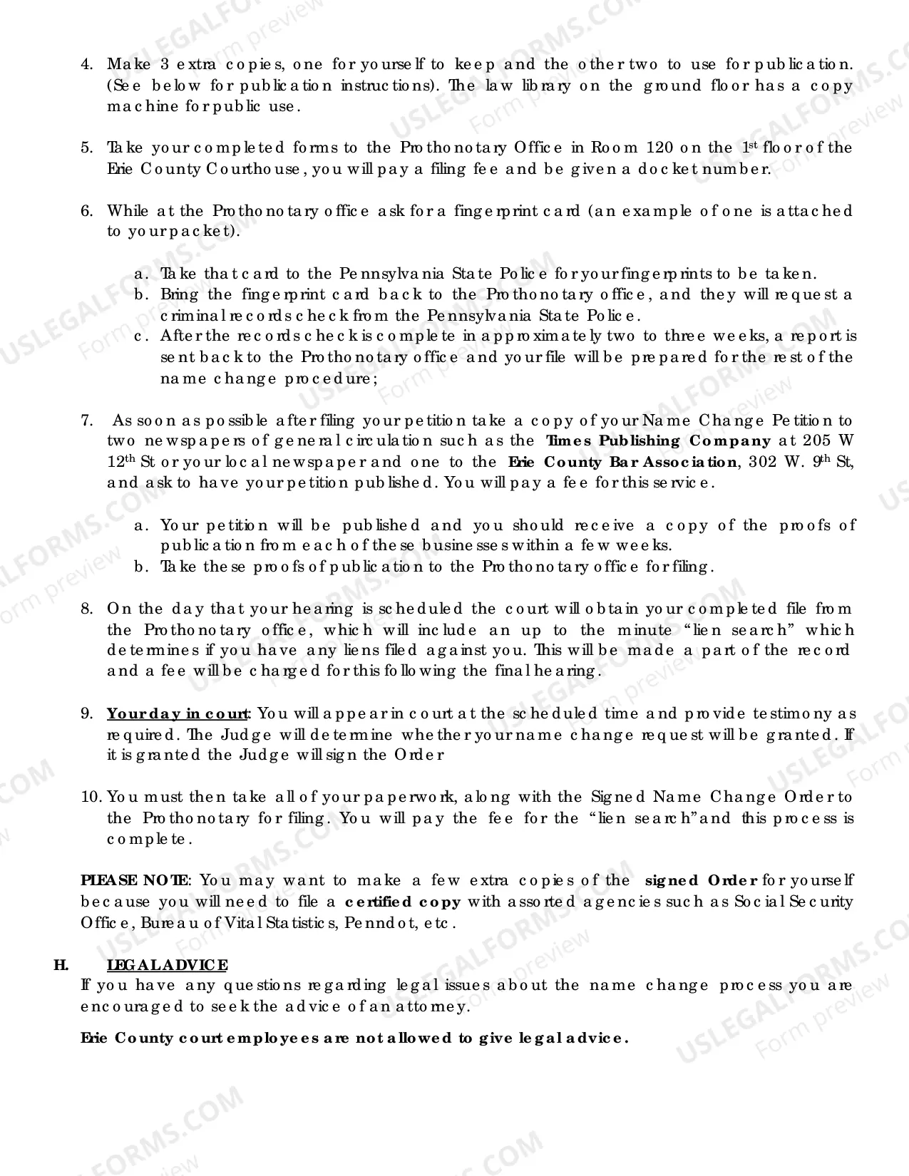 Preview NAME CHANGE PROCEDURE