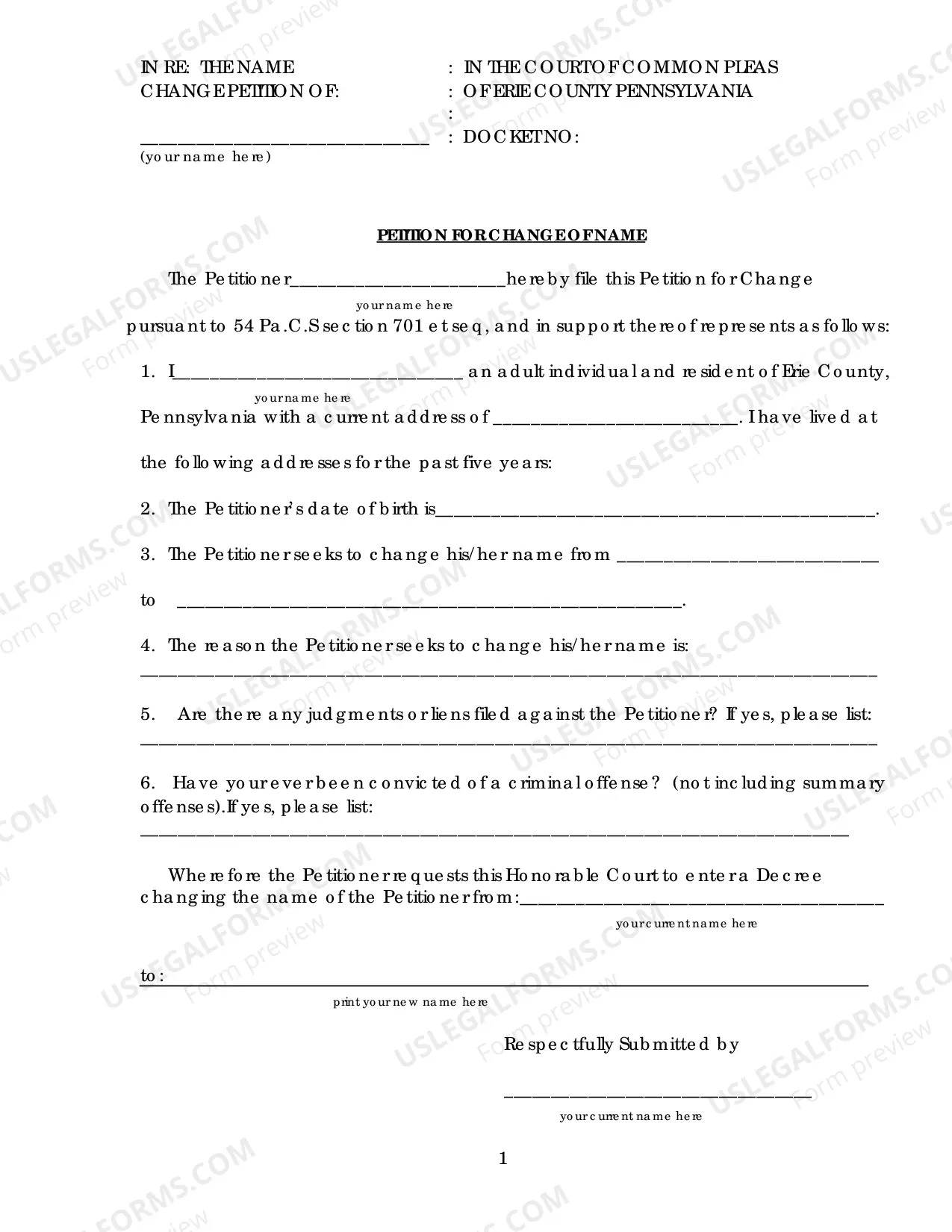 Preview NAME CHANGE PROCEDURE