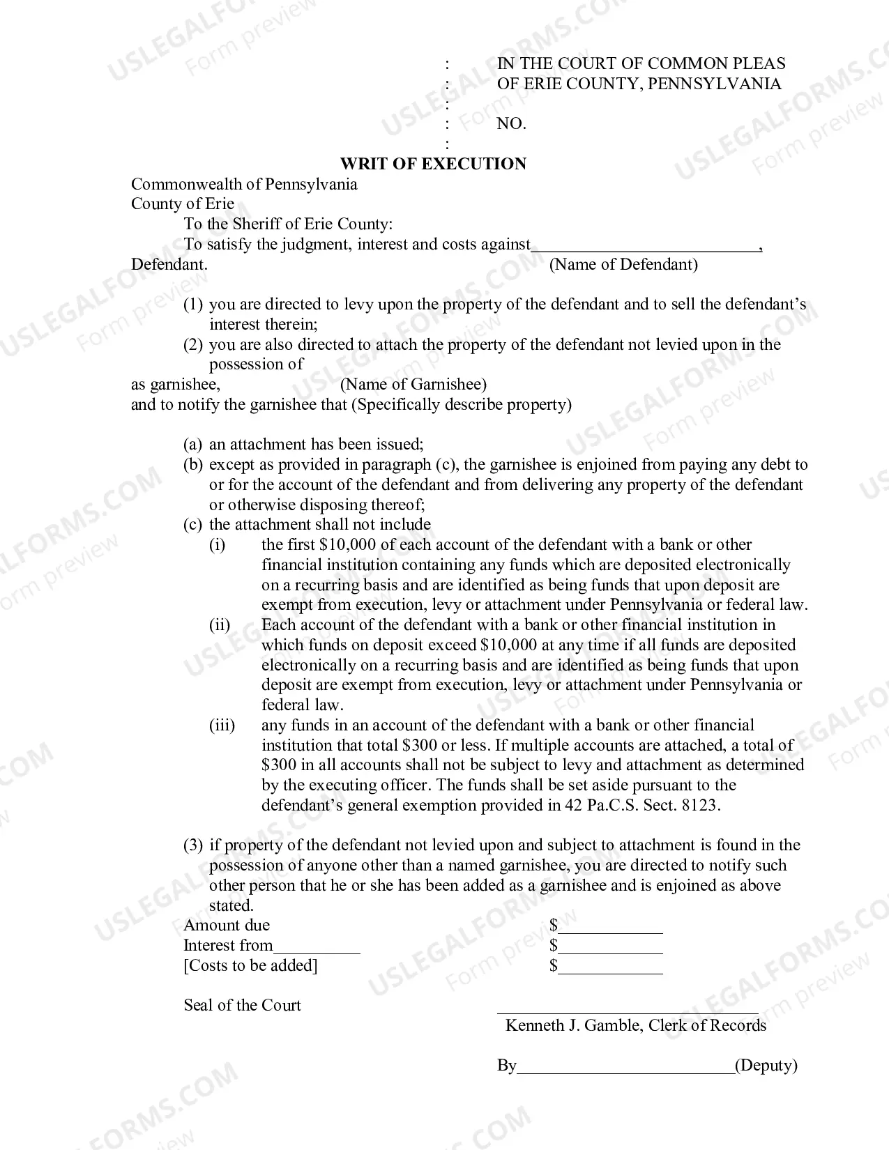 Preview NOTiCE, WRIT of EXECUTION, EXEMPTIONS, CLAIM
