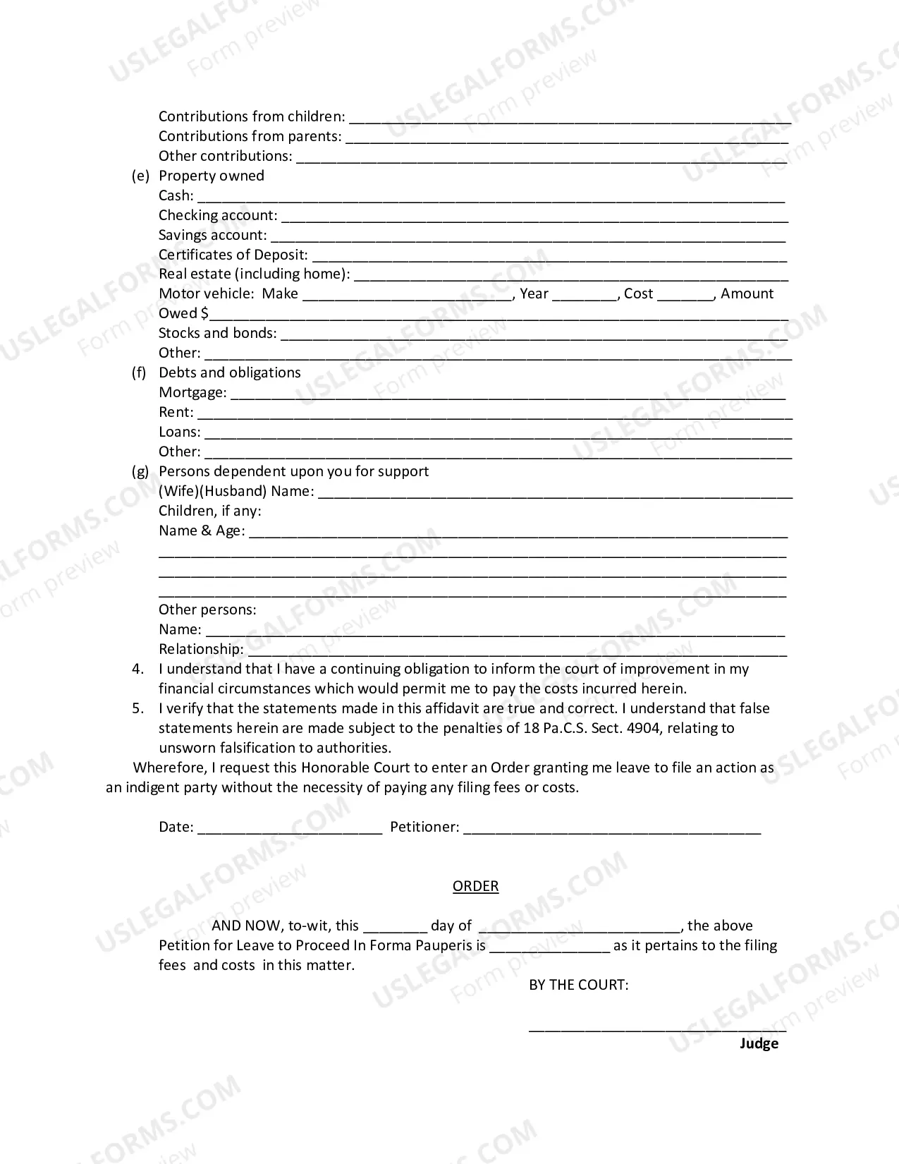 Preview PETiTION FOR LEAVE to PROCEED IFP