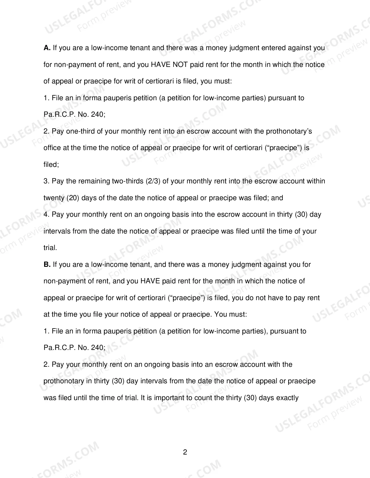 Preview SUPPLEMENTAL iNSTRUCTIONS - STAY EVICTION