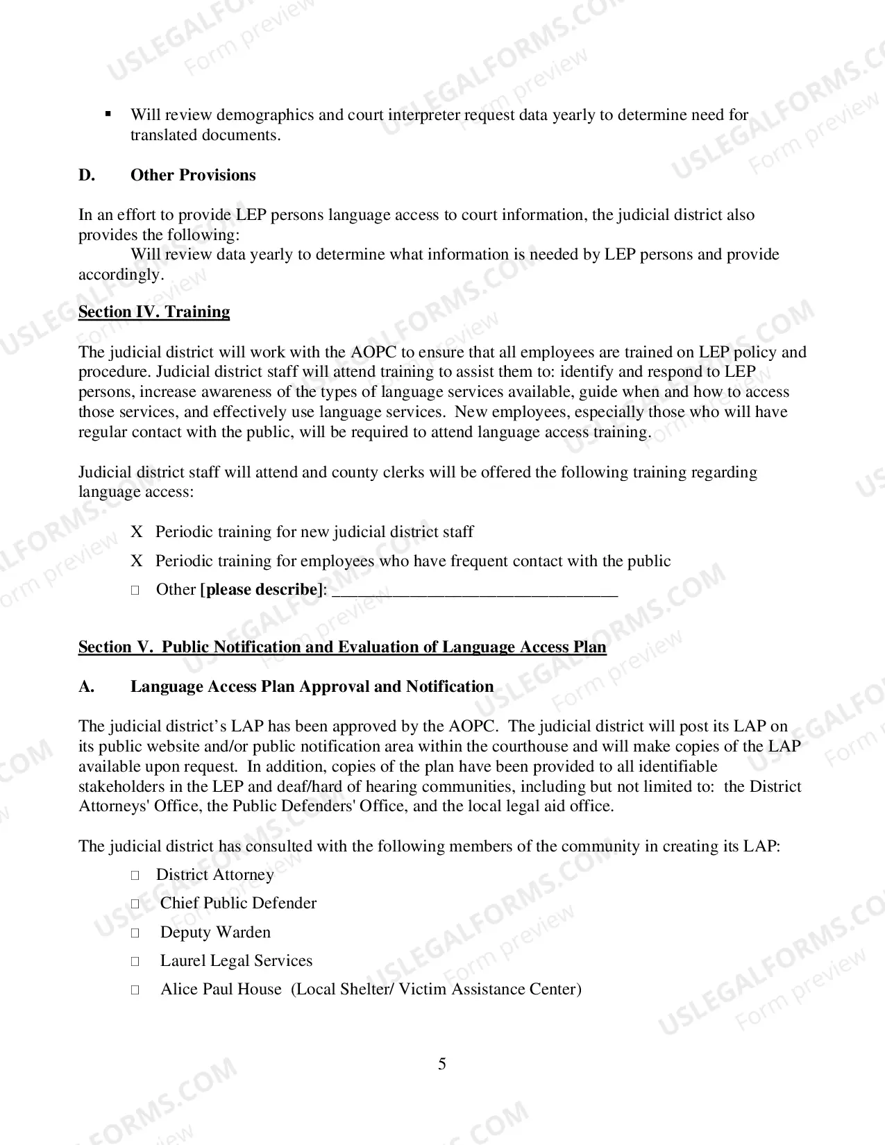 Preview Language Access Plan