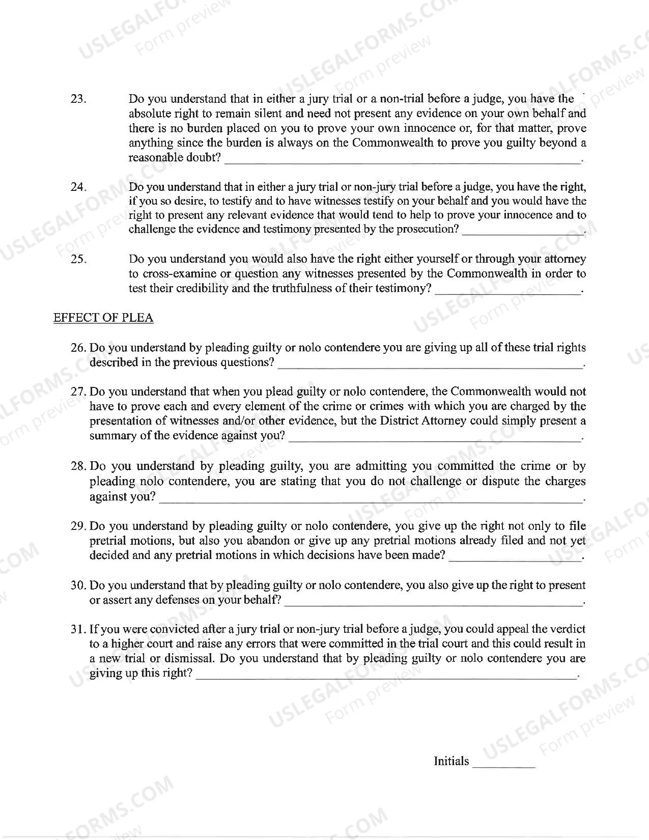 Preview DUi Plea & Sentence form