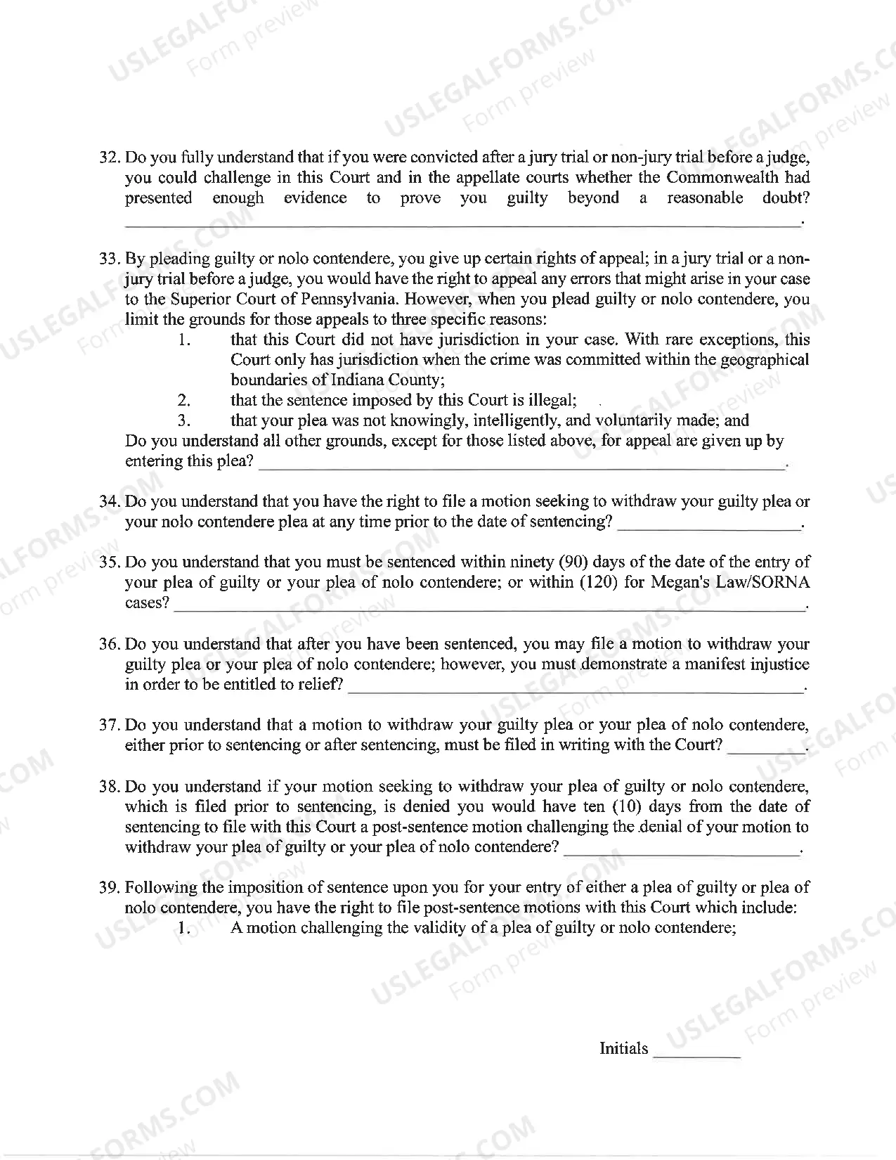 Preview DUi Plea & Sentence form