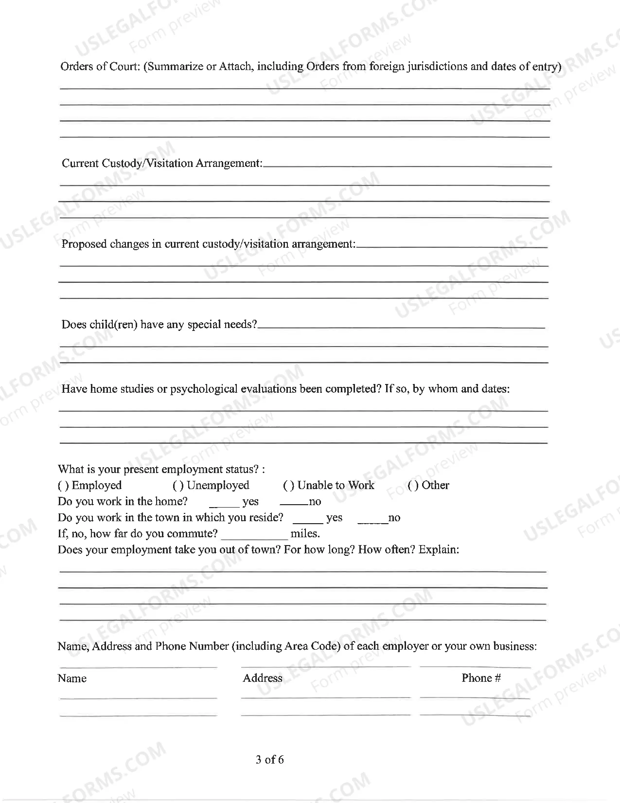 Preview Mediation Questionaire