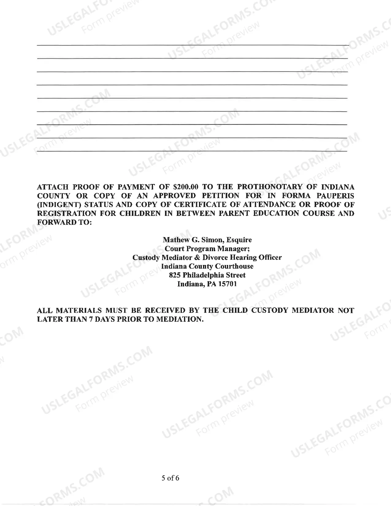 Preview Mediation Questionaire