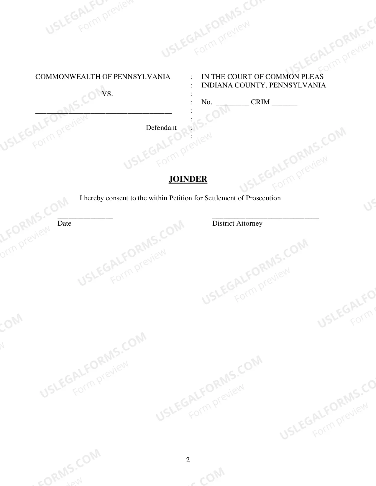 Preview Petition for Settlement of Prosecution