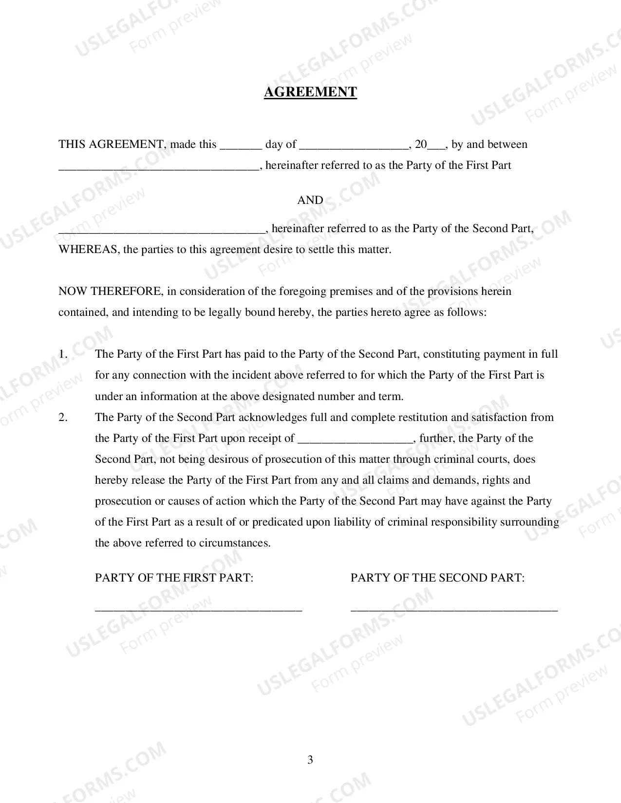 Preview Petition for Settlement of Prosecution