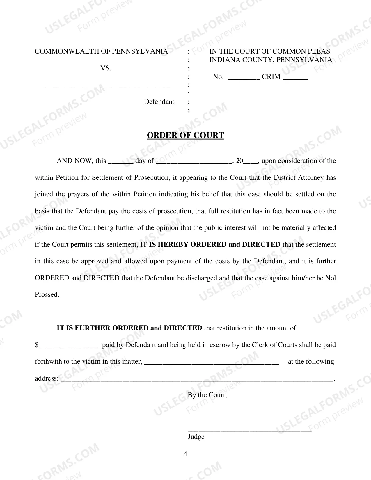 Preview Petition for Settlement of Prosecution