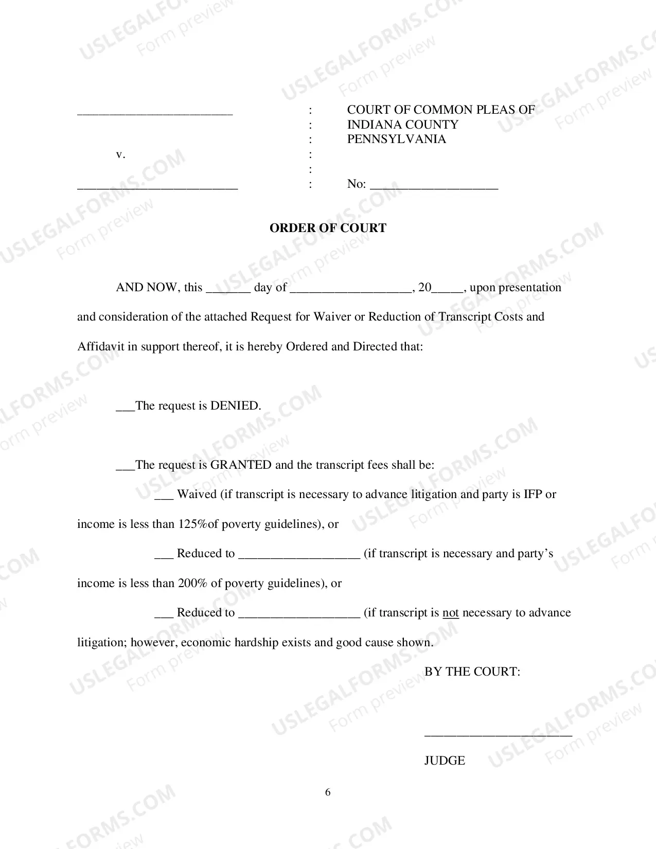 Preview Request for Waiver of Fee