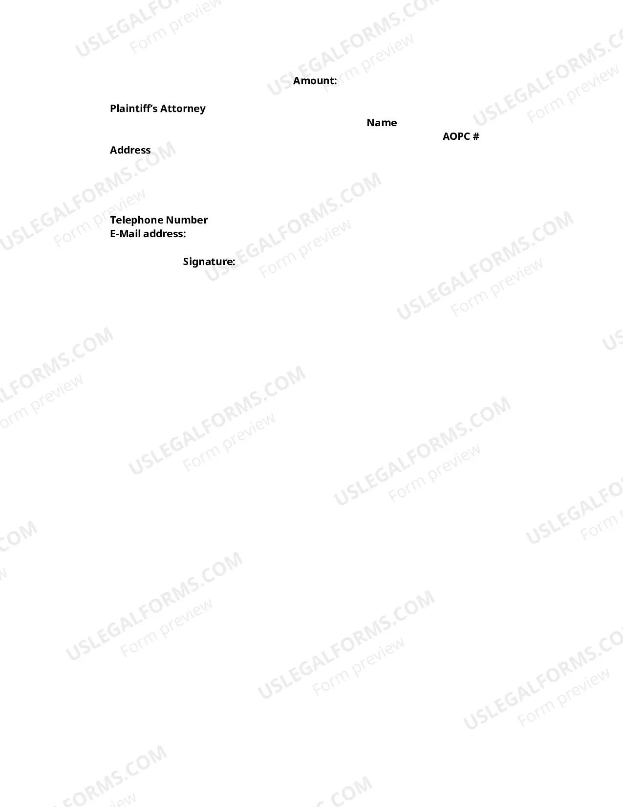 Preview Cover Sheet (Municipal Tax Lien)
