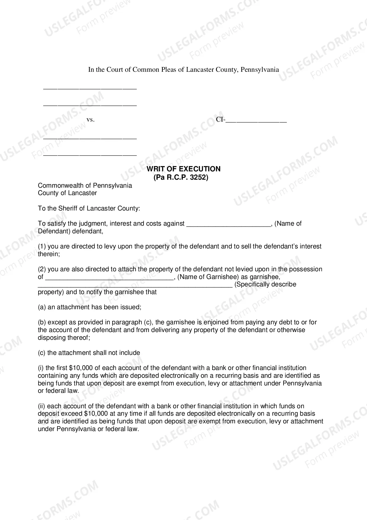 Preview 11. Writ of Execution - Money Judgment