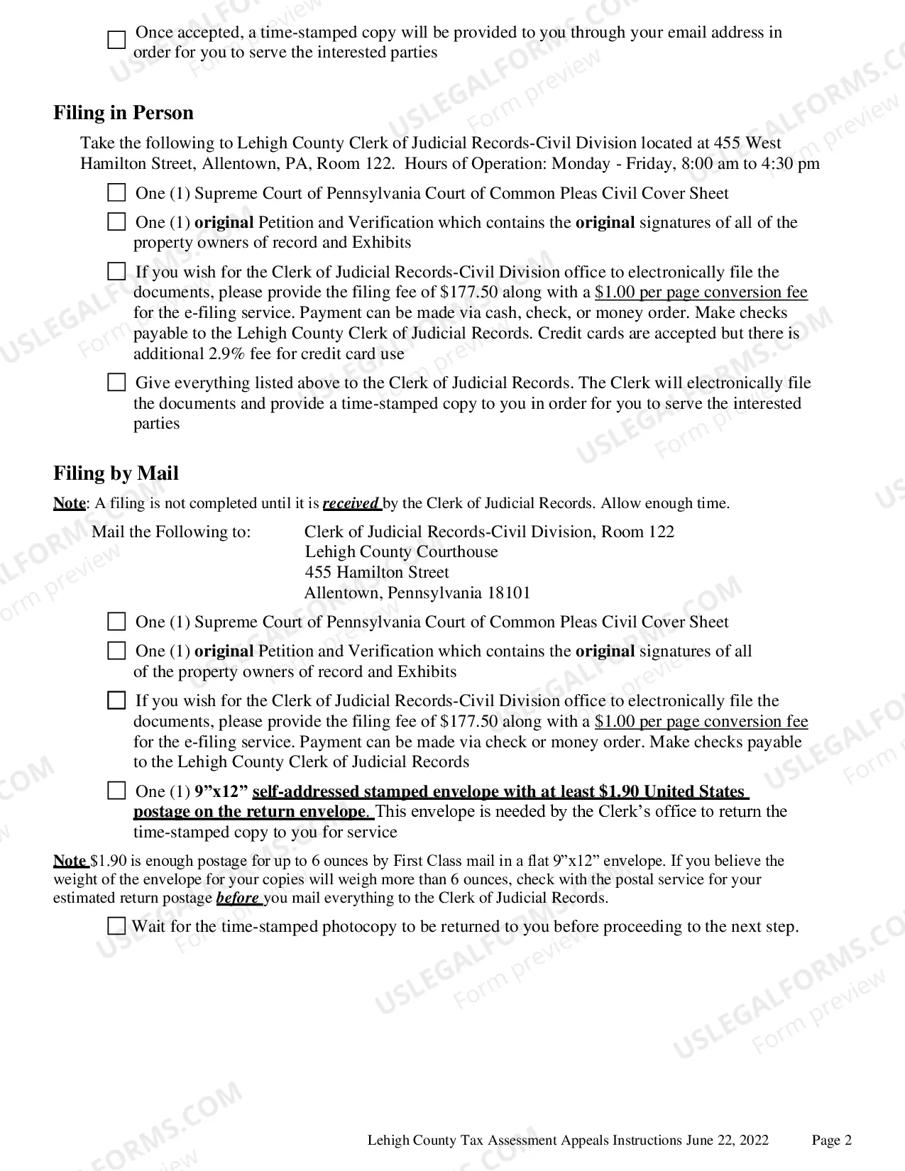 Preview instructions for Tax Assessment Appeals from the Decision of the Board of Assessment Appeals