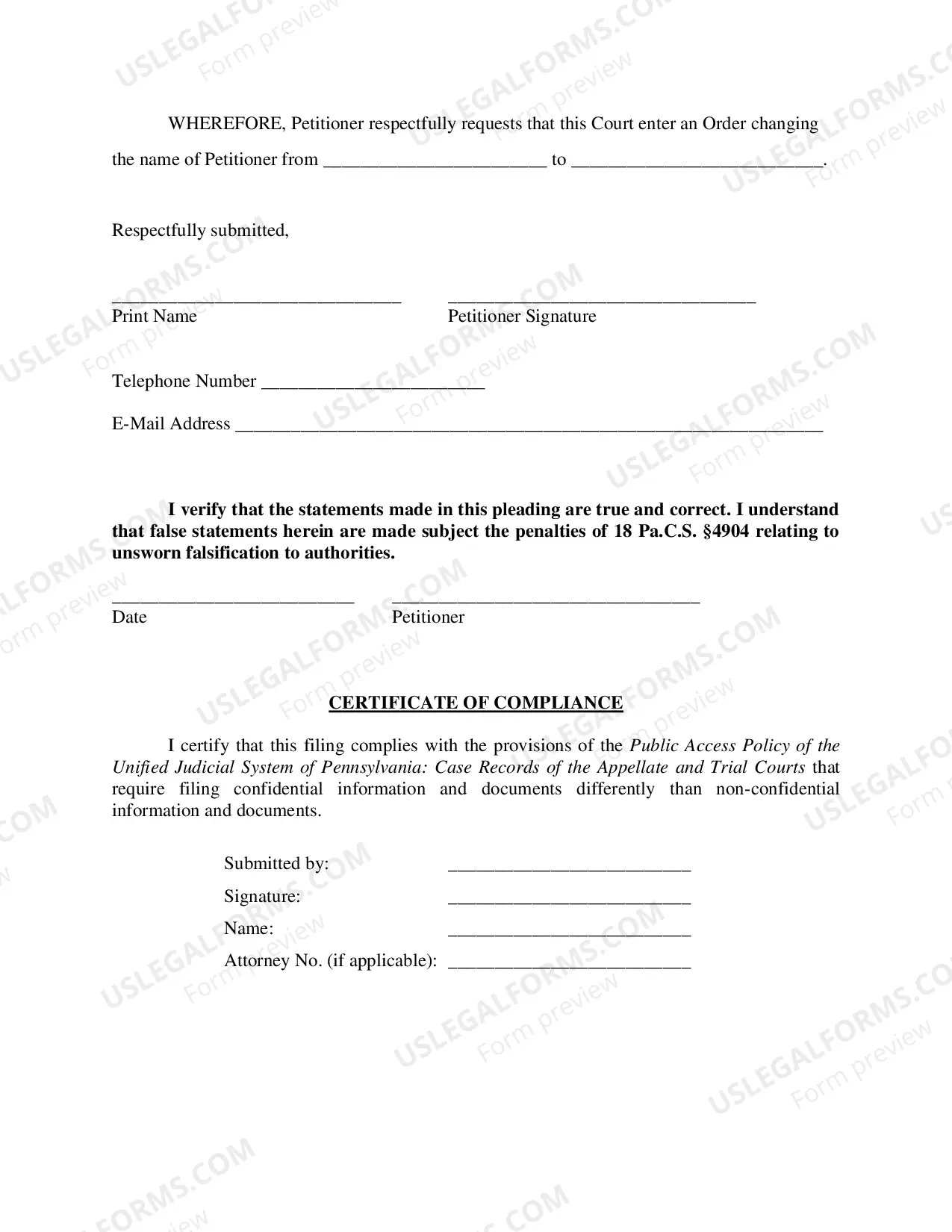 Preview Name Change Petition