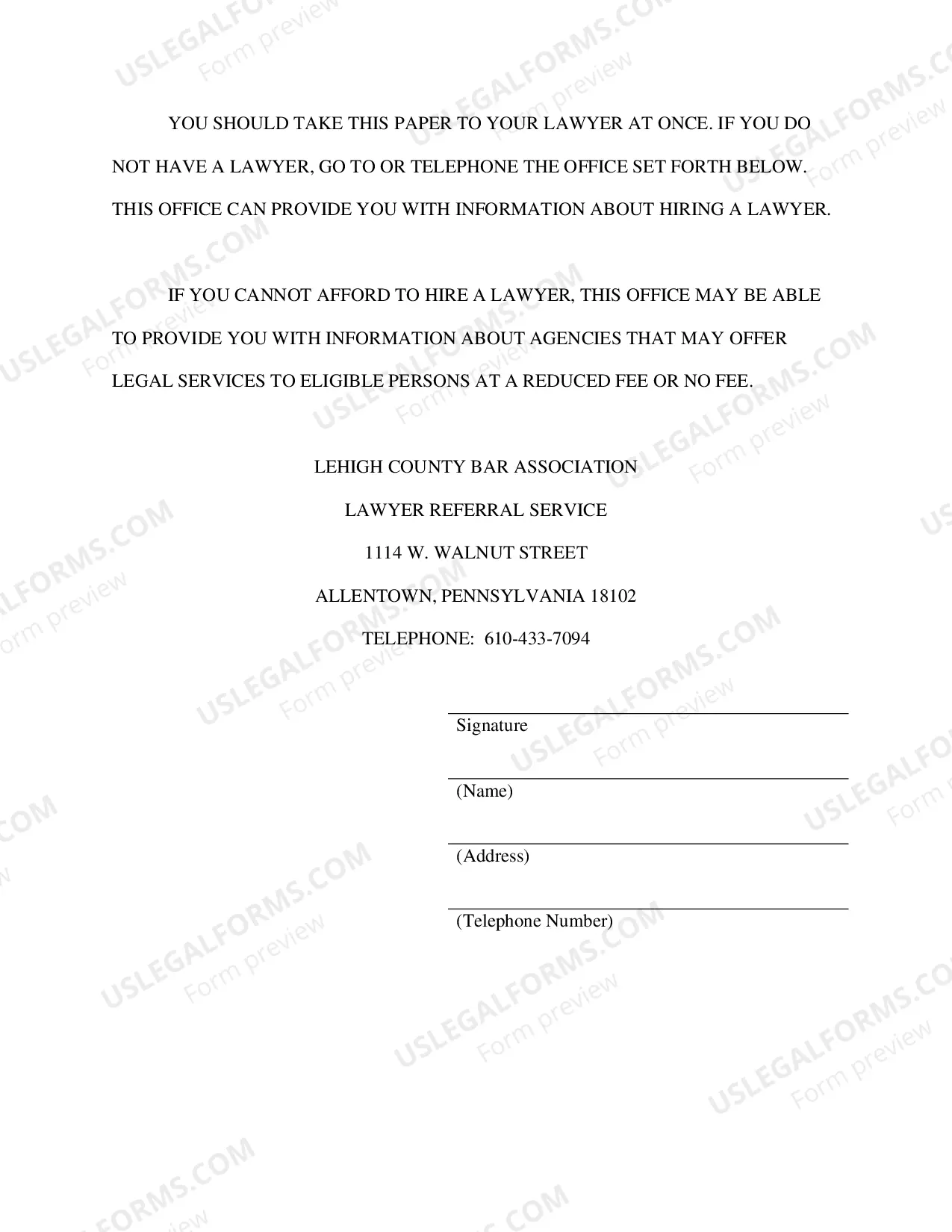 Preview Notice to Defend