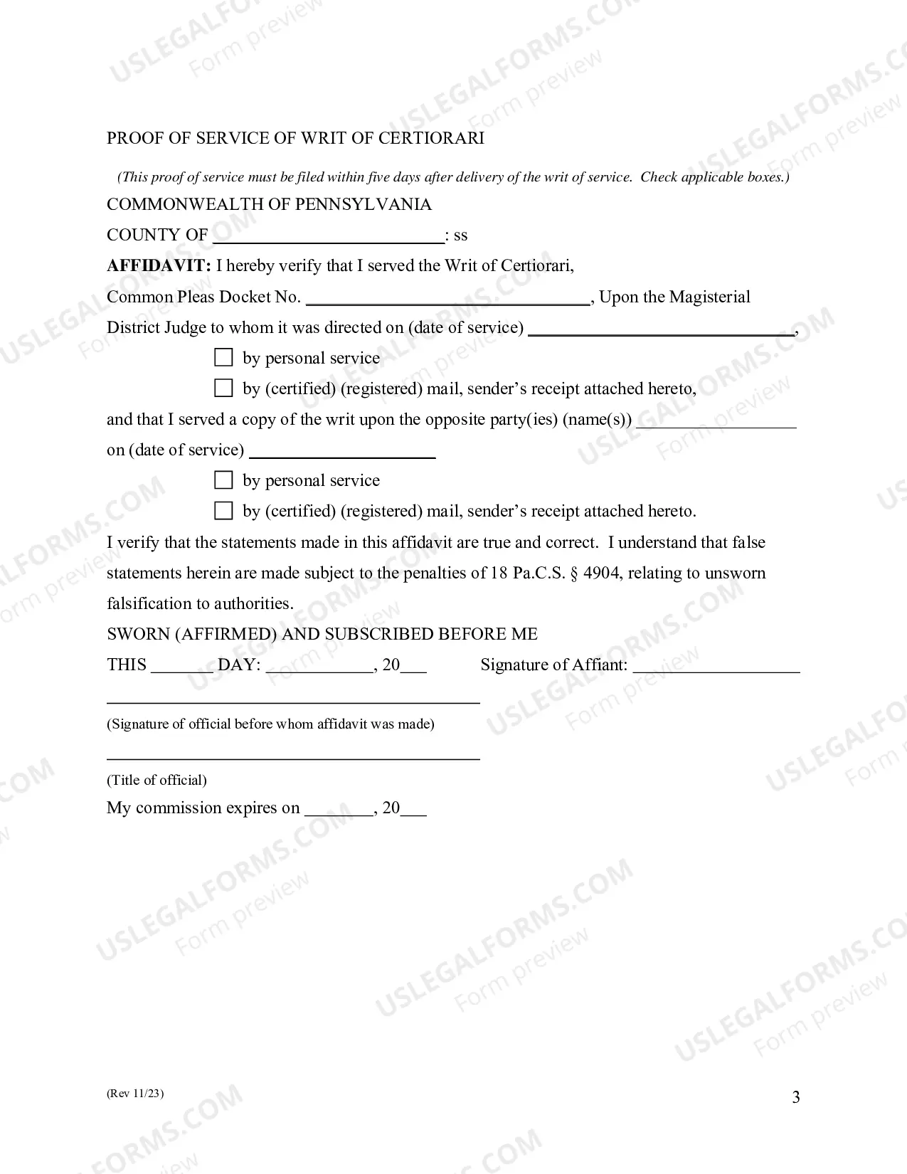 Preview Praecipe for Writ of Certiorari