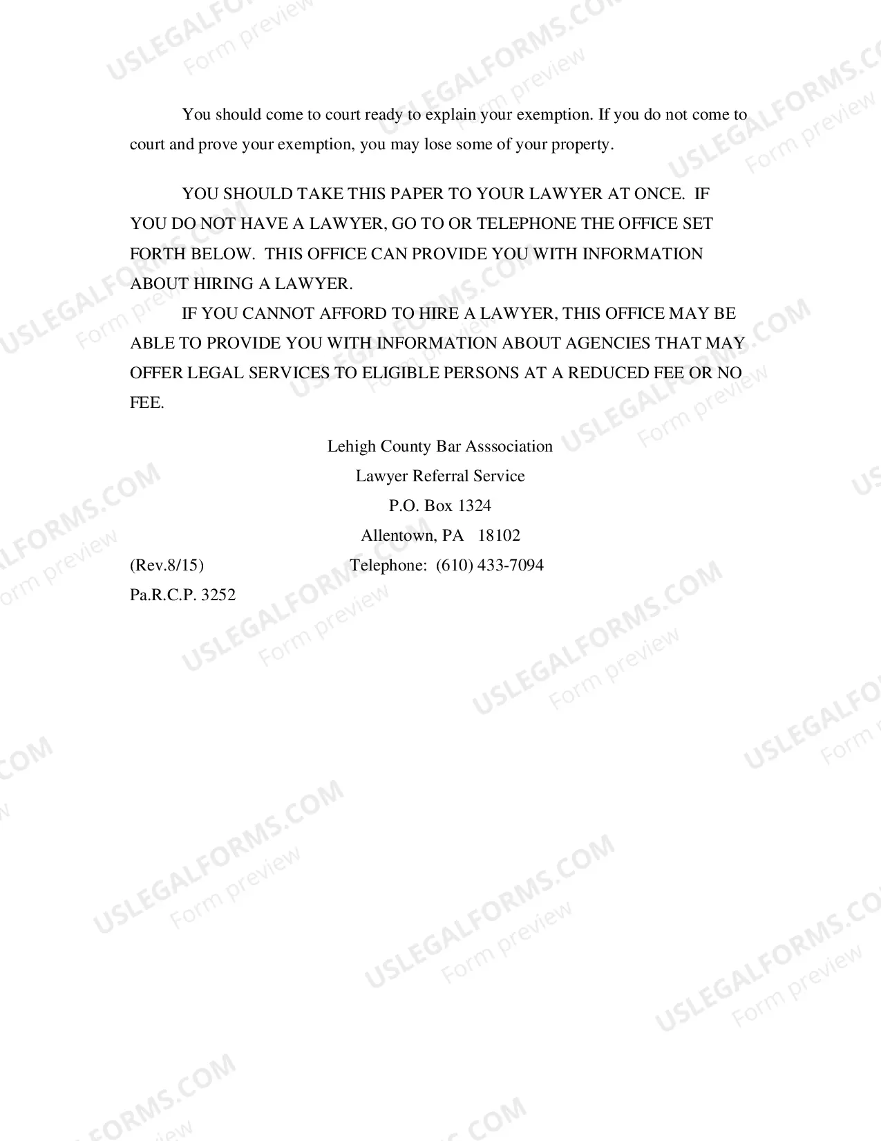 Preview Writ of Execution Notice