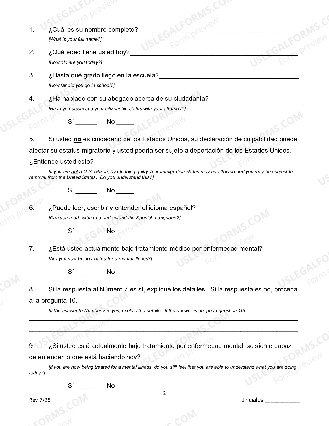 Preview Guilty Plea Colloquy - Spanish Version