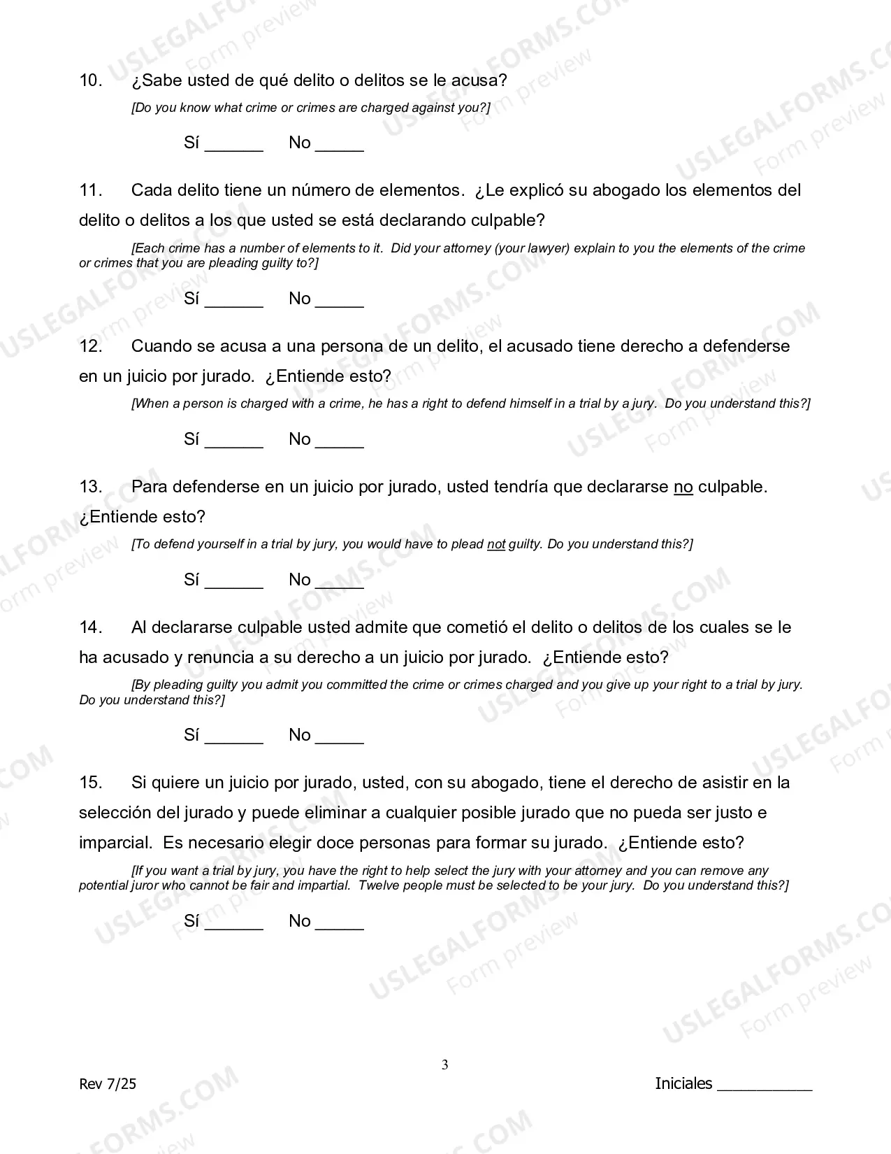 Preview Guilty Plea Colloquy - Spanish Version