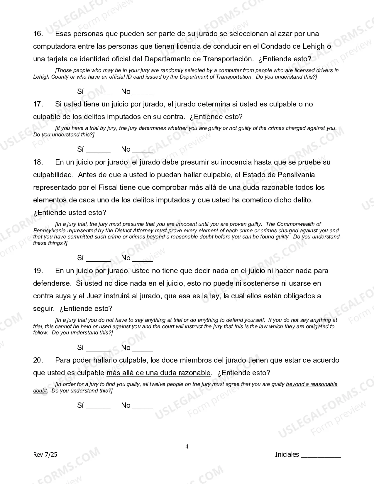 Preview Guilty Plea Colloquy - Spanish Version